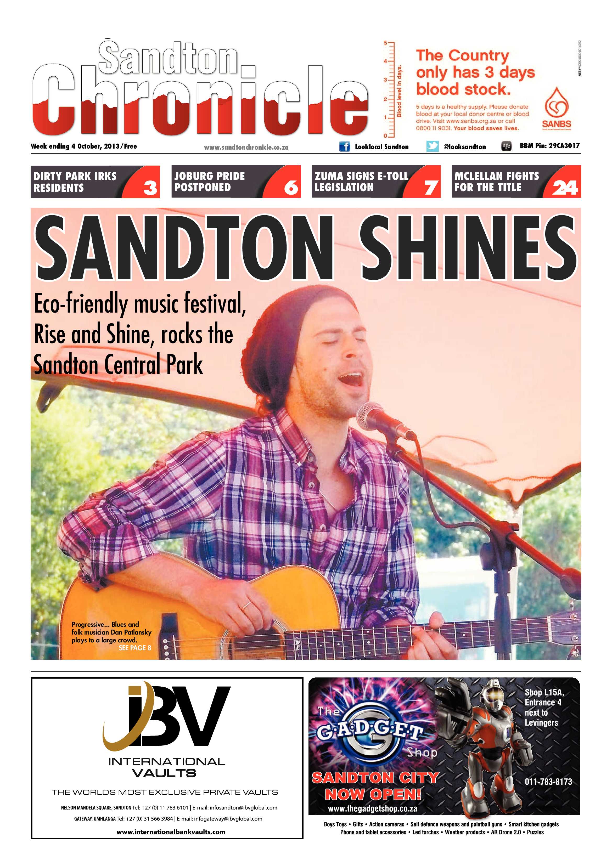 Sandton Chronicle 04 October 2013 page 1