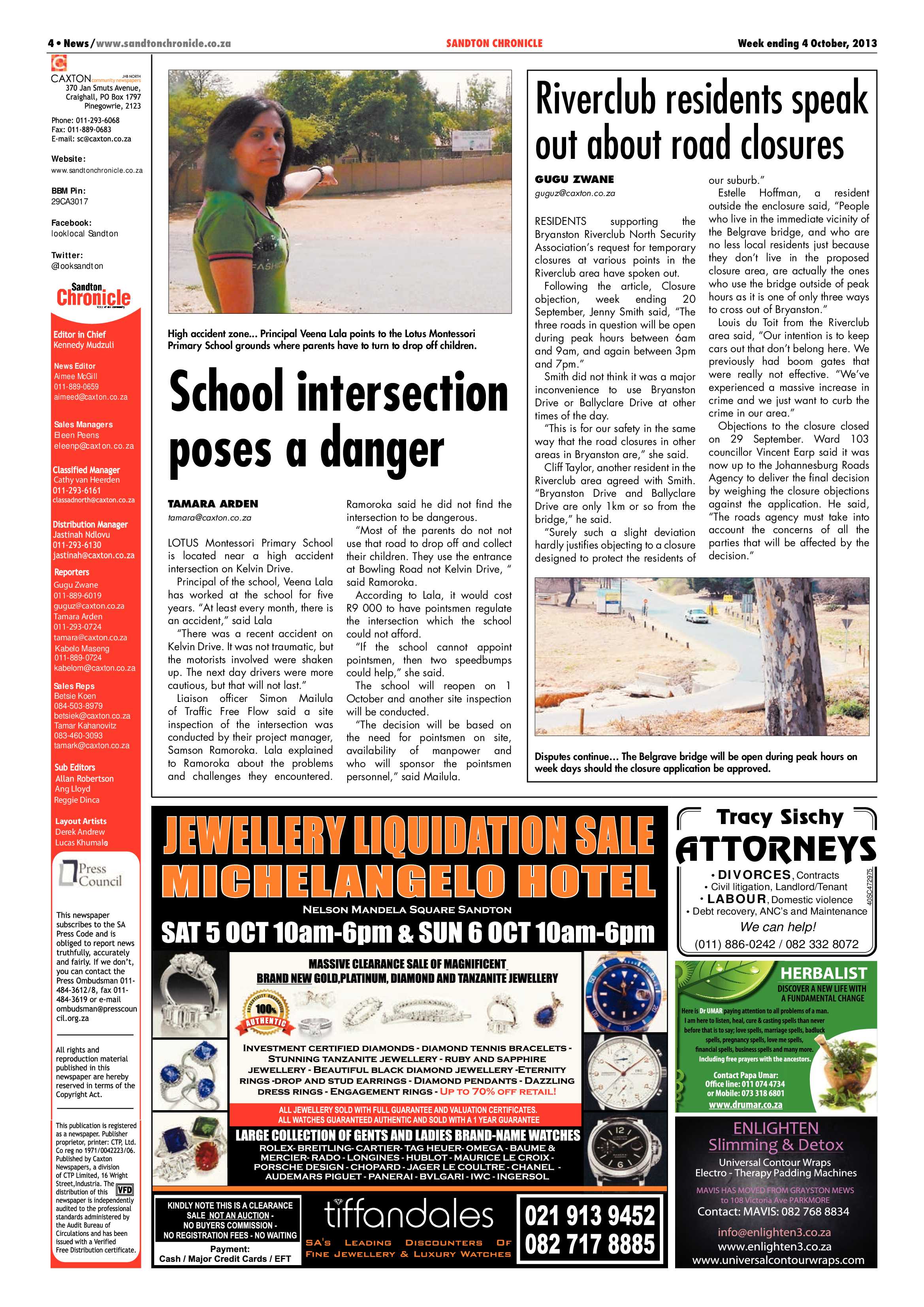 Sandton Chronicle 04 October 2013 page 4