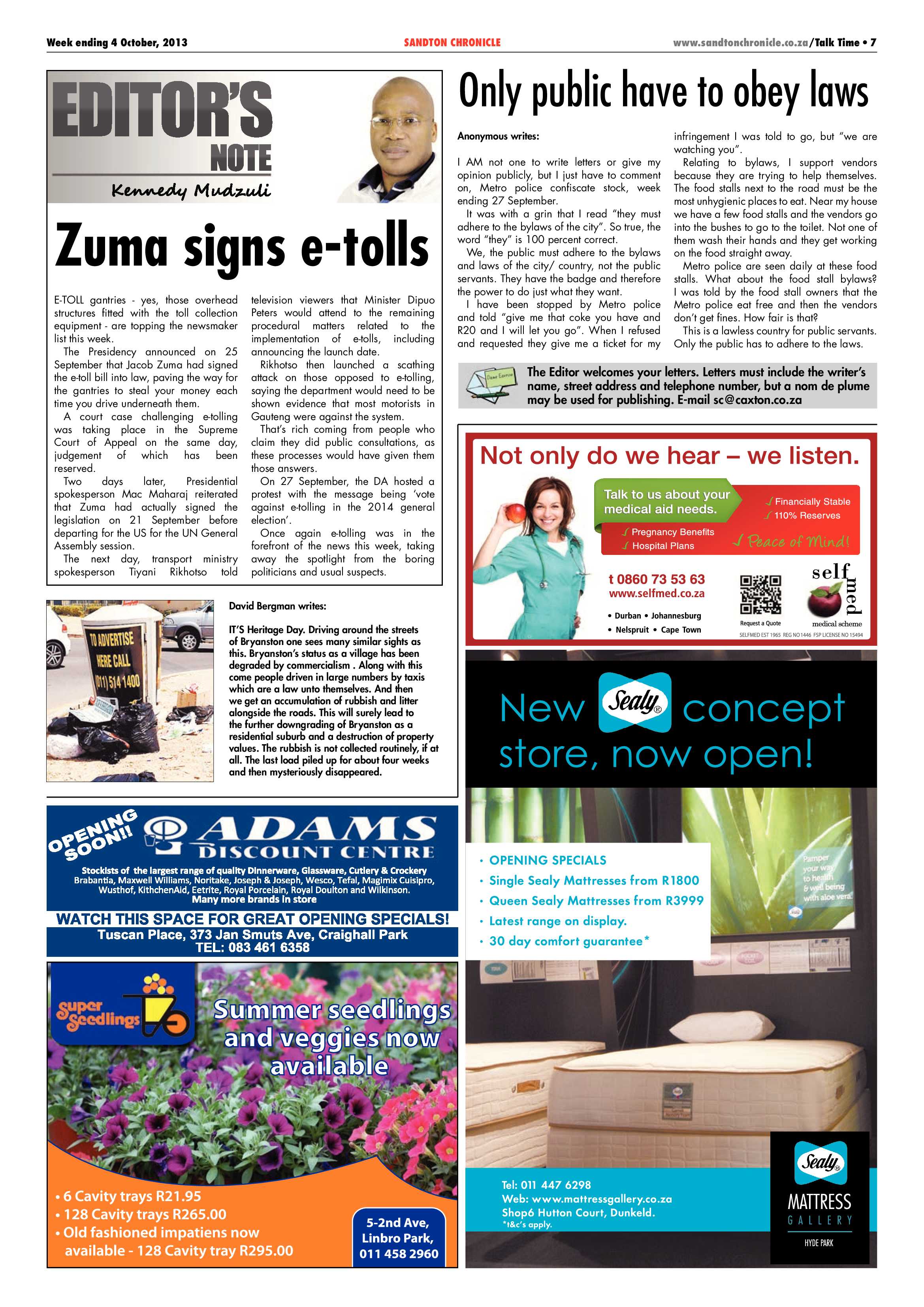 Sandton Chronicle 04 October 2013 page 7