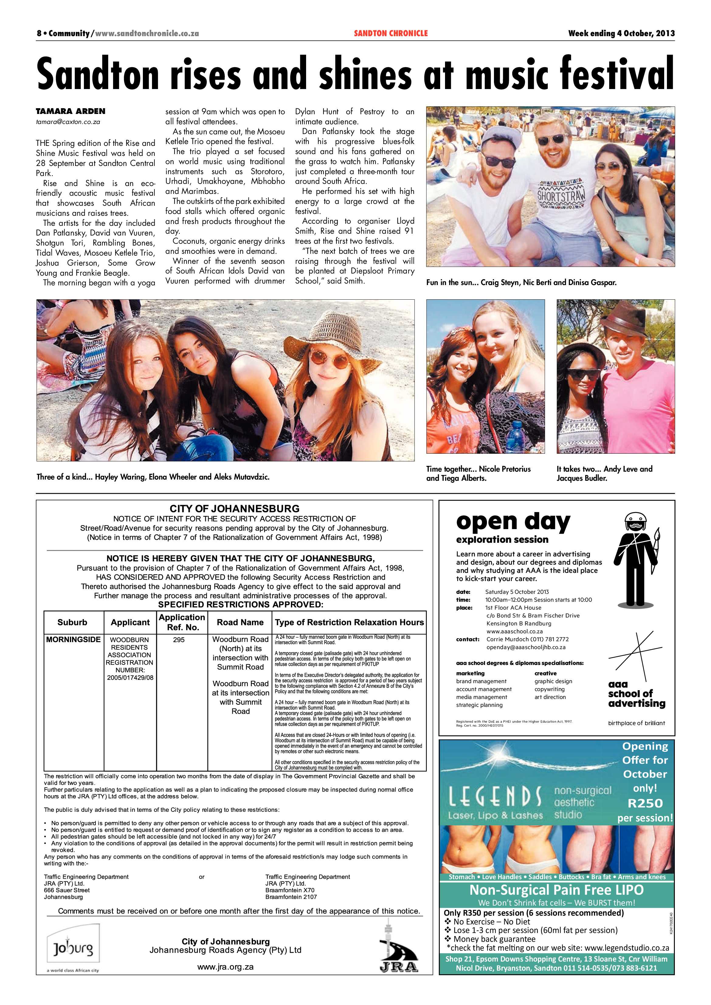 Sandton Chronicle 04 October 2013 page 8