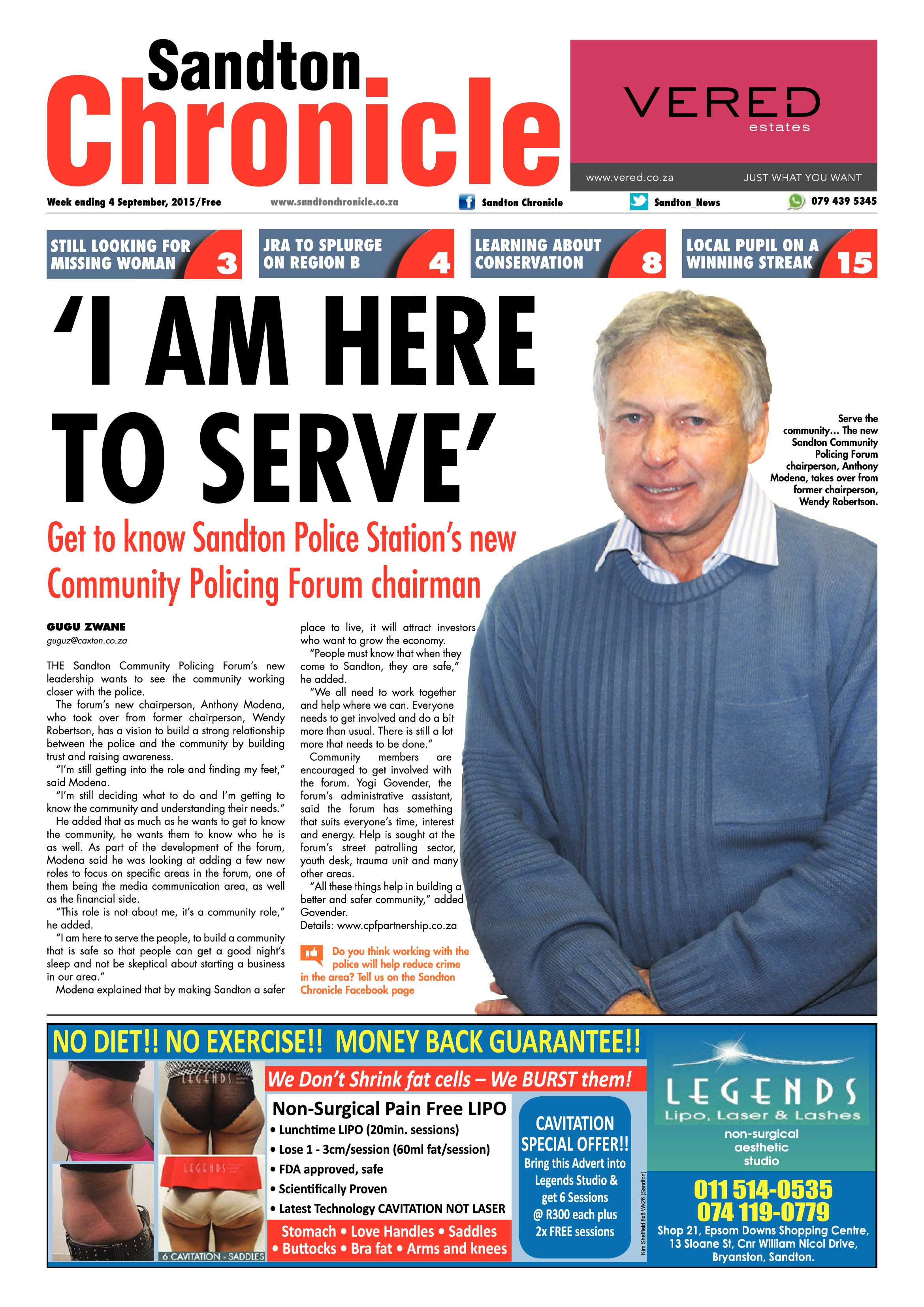 Sandton Chronicle 04 September 2015 page 1