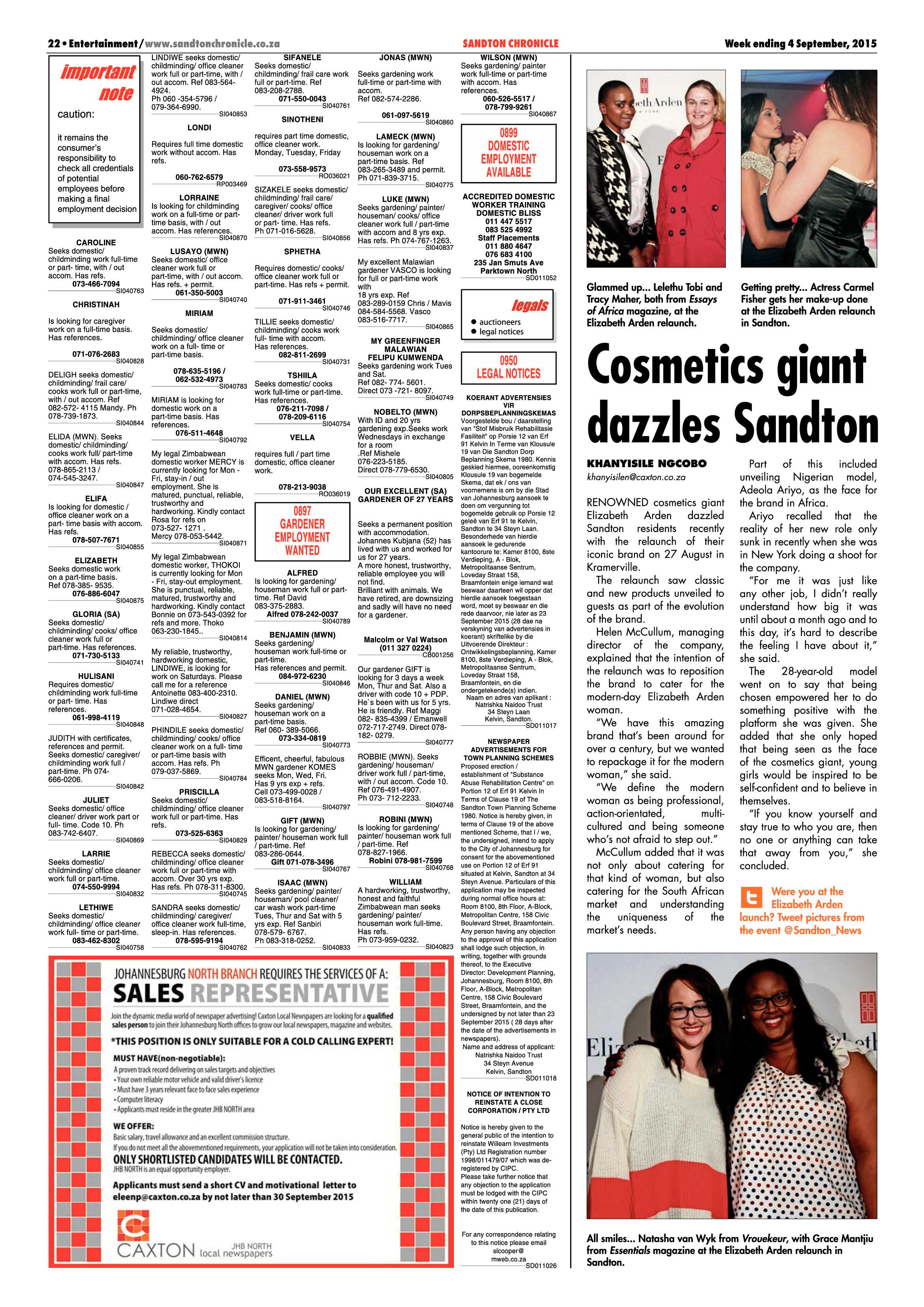 Sandton Chronicle 04 September 2015 page 30