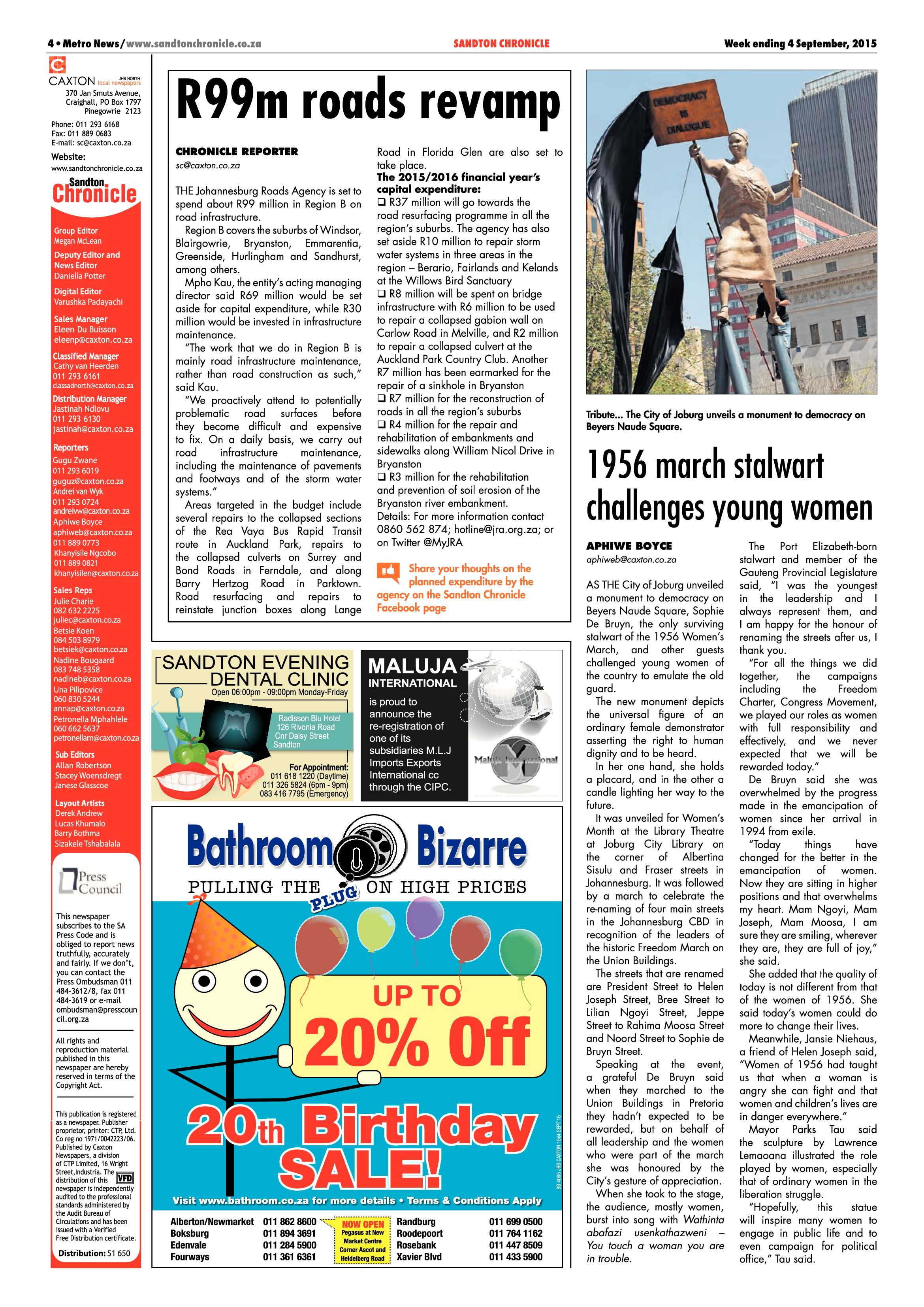 Sandton Chronicle 04 September 2015 page 4