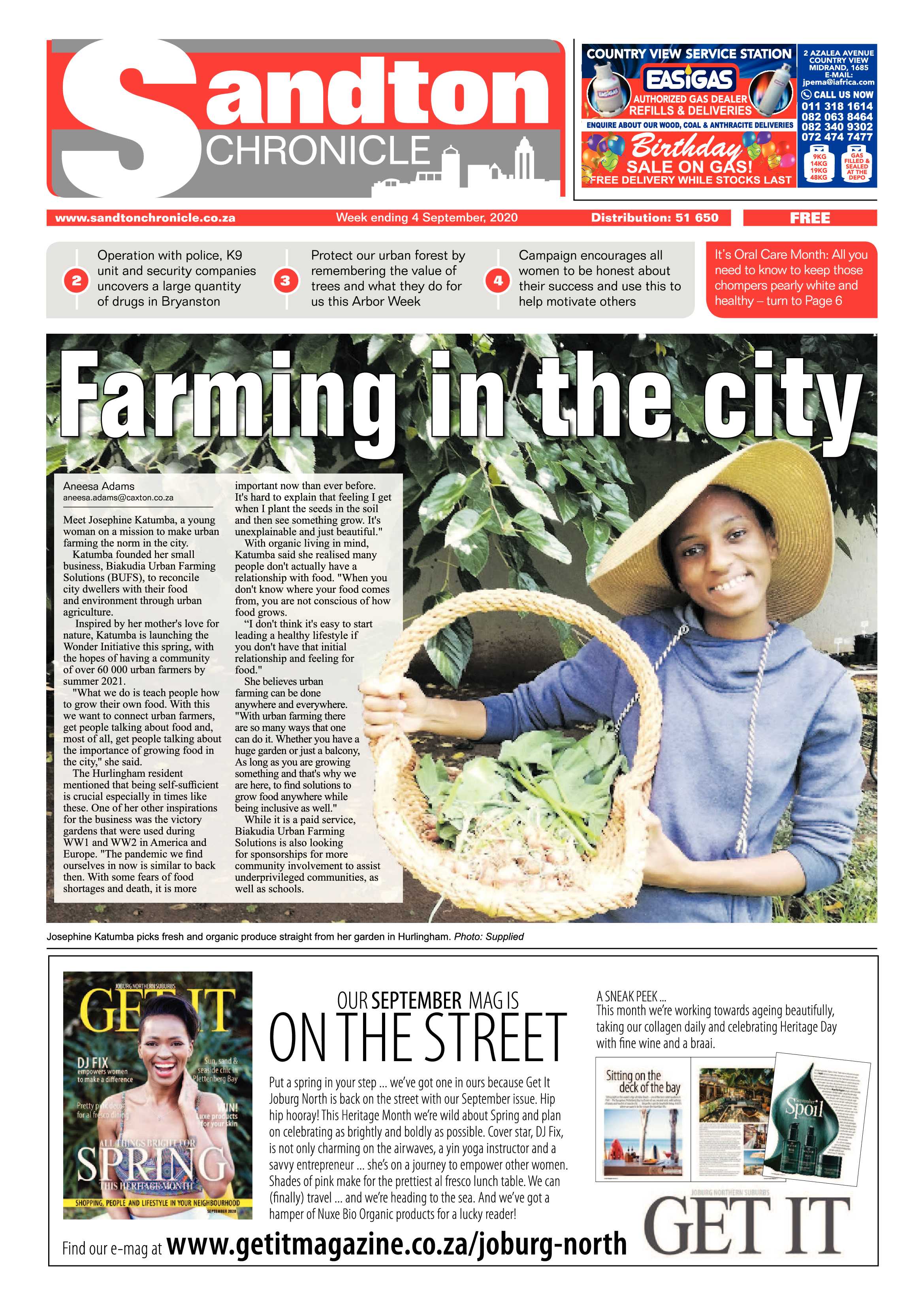 Sandton Chronicle 04 September 2020 page 1