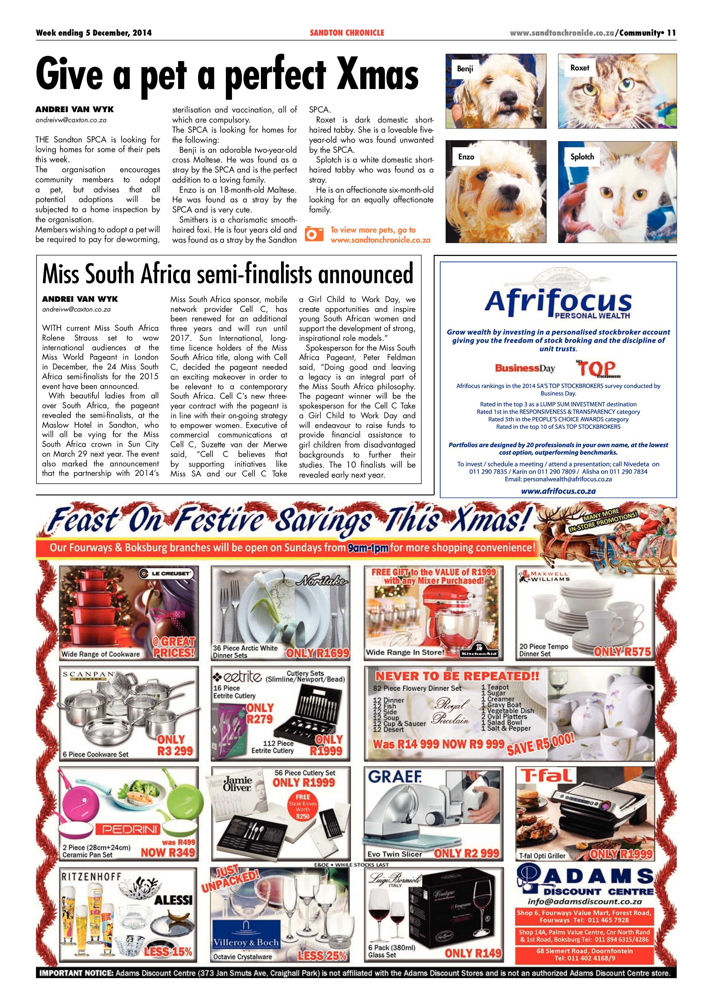 Sandton Chronicle 05 December 2014 page 11