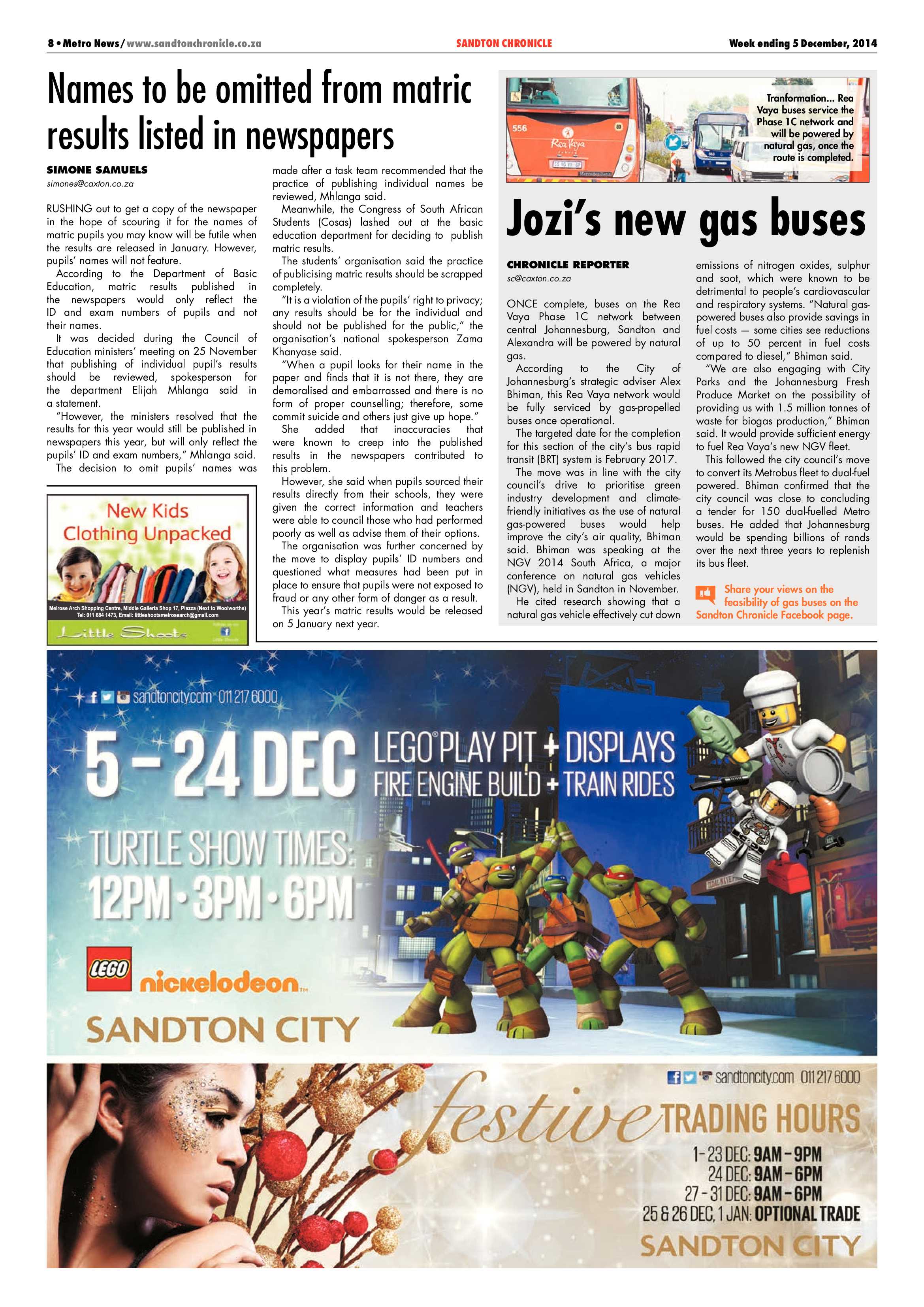 Sandton Chronicle 05 December 2014 page 8