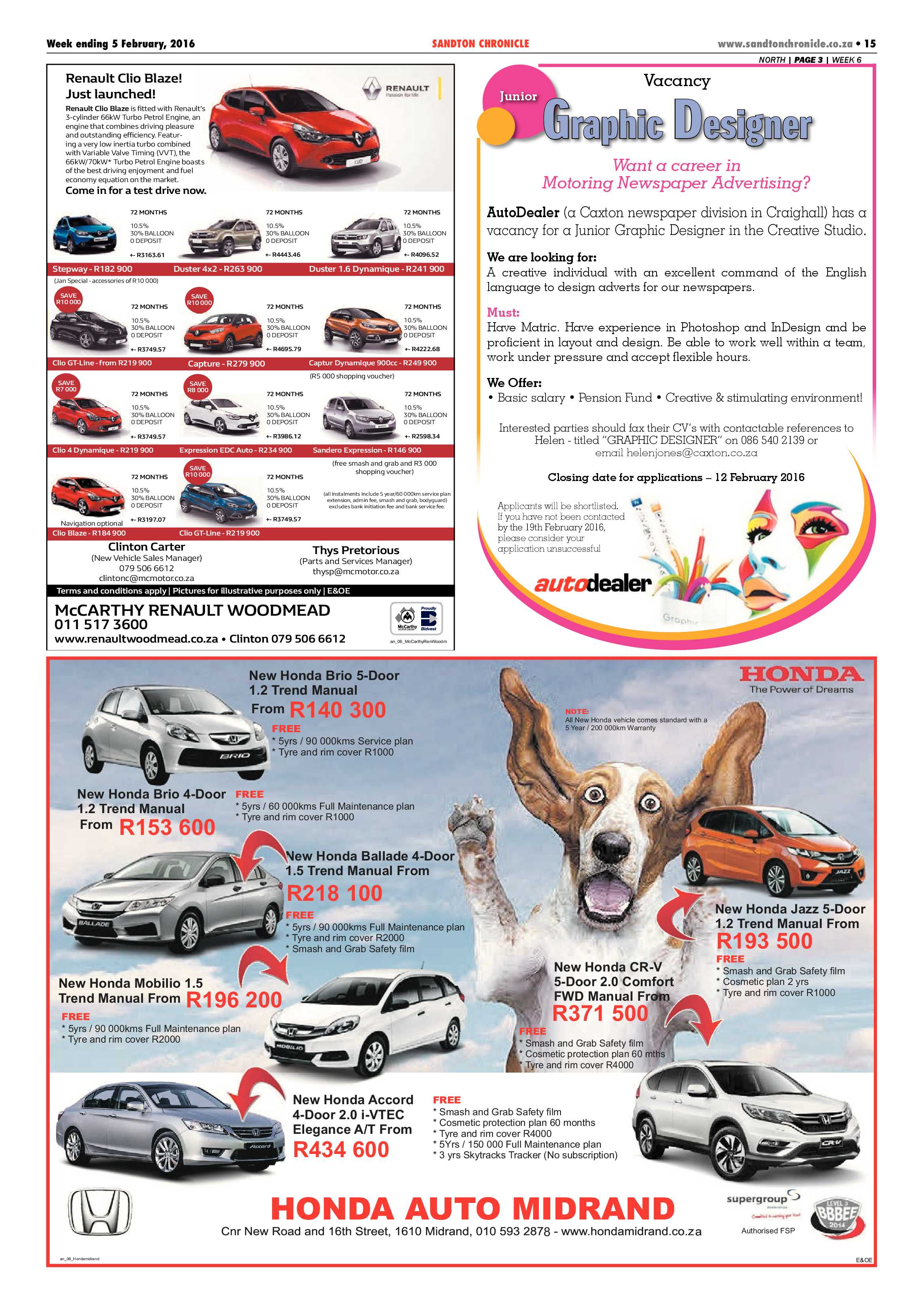 Sandton Chronicle 05 February 2016 page 15