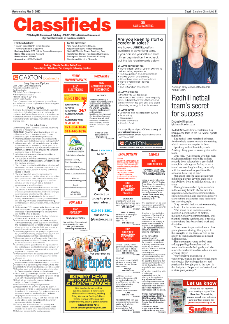 Sandton Chronicle 05 May 2023 page 11
