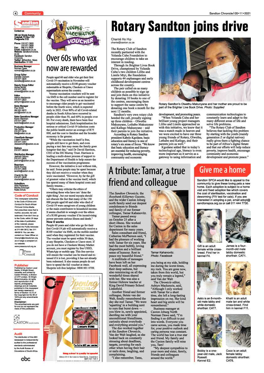 Sandton Chronicle 05 November 2021 page 4
