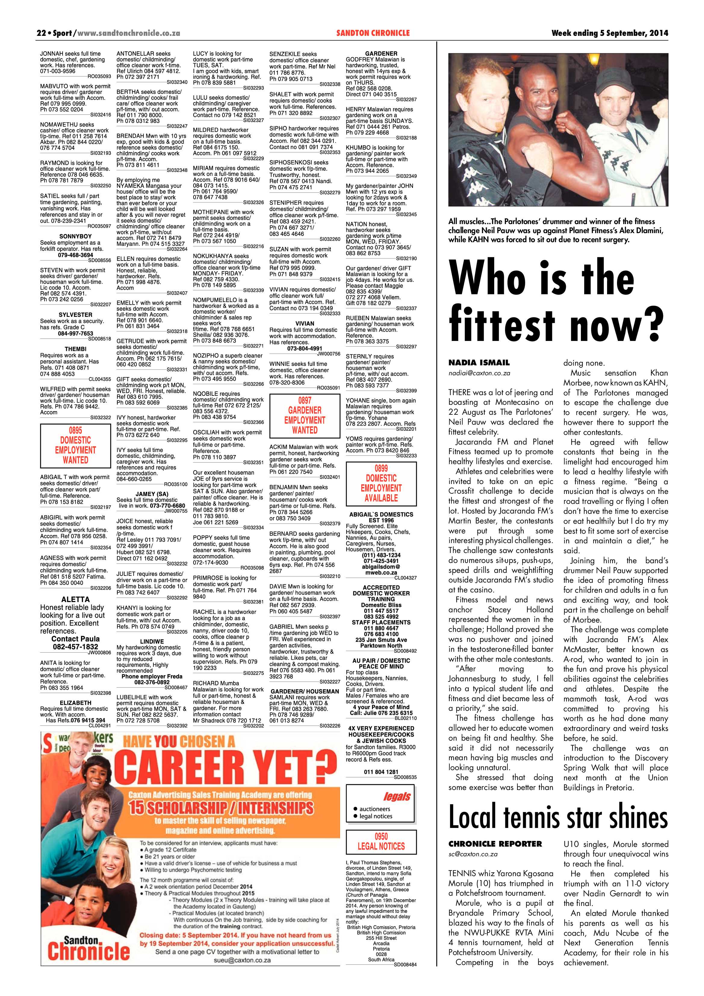 Sandton Chronicle 05 September 2014 page 30