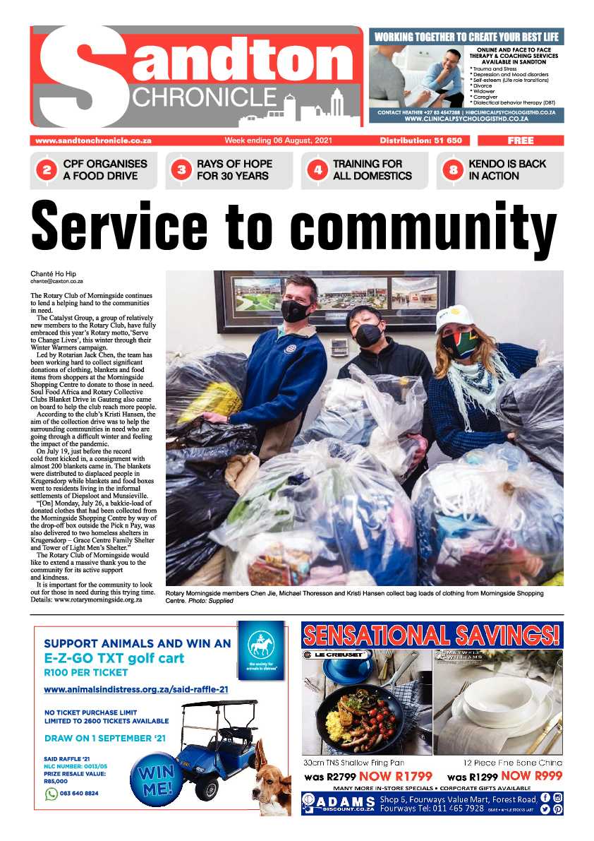 Sandton Chronicle 06 August 2021 page 1