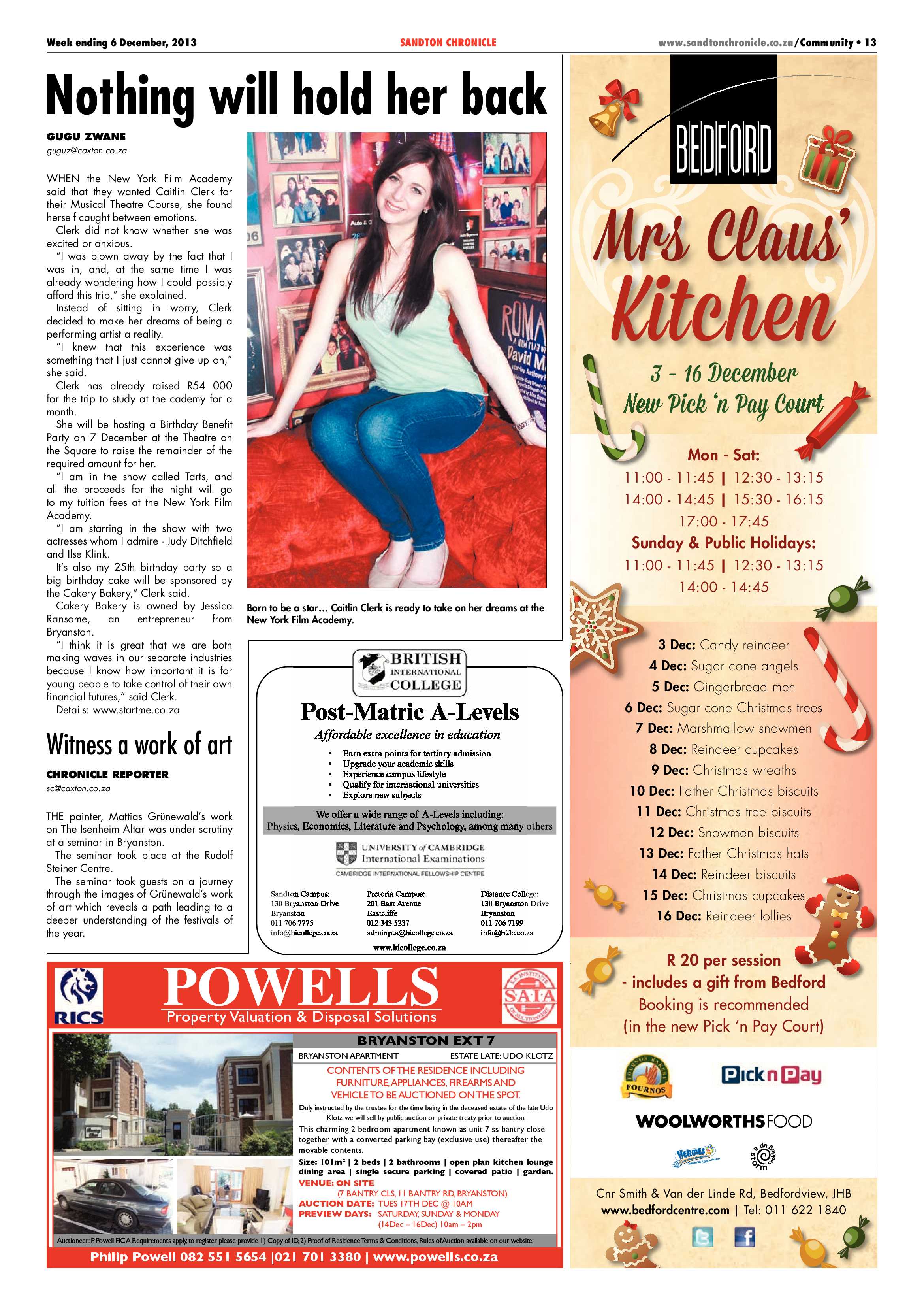 Sandton Chronicle 06 December 2013 page 13