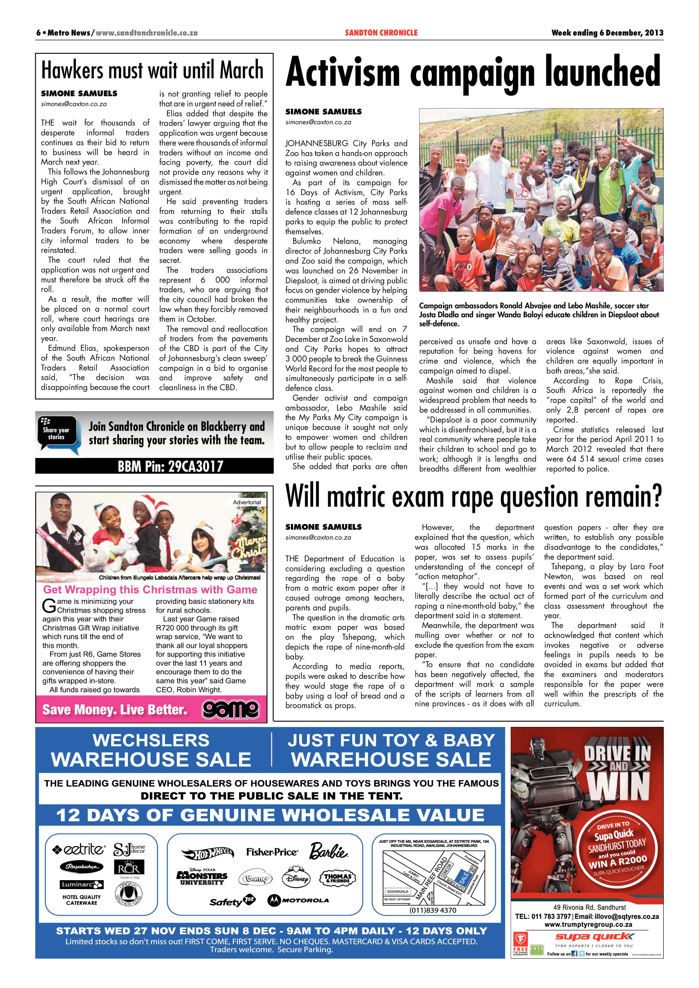 Sandton Chronicle 06 December 2013 page 6