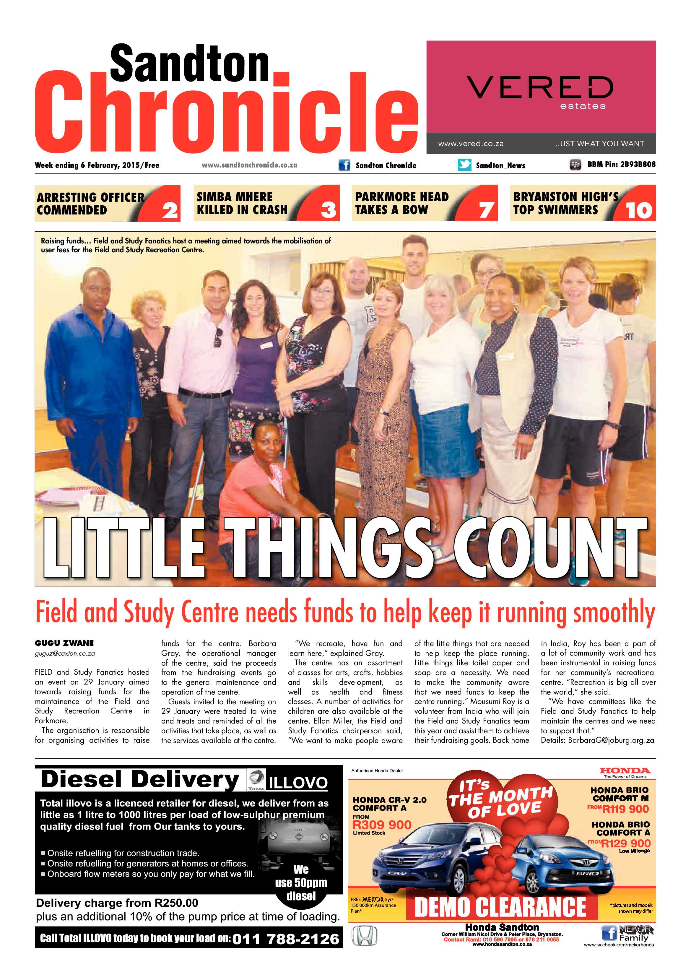 Sandton Chronicle 06 February 2015 page 1