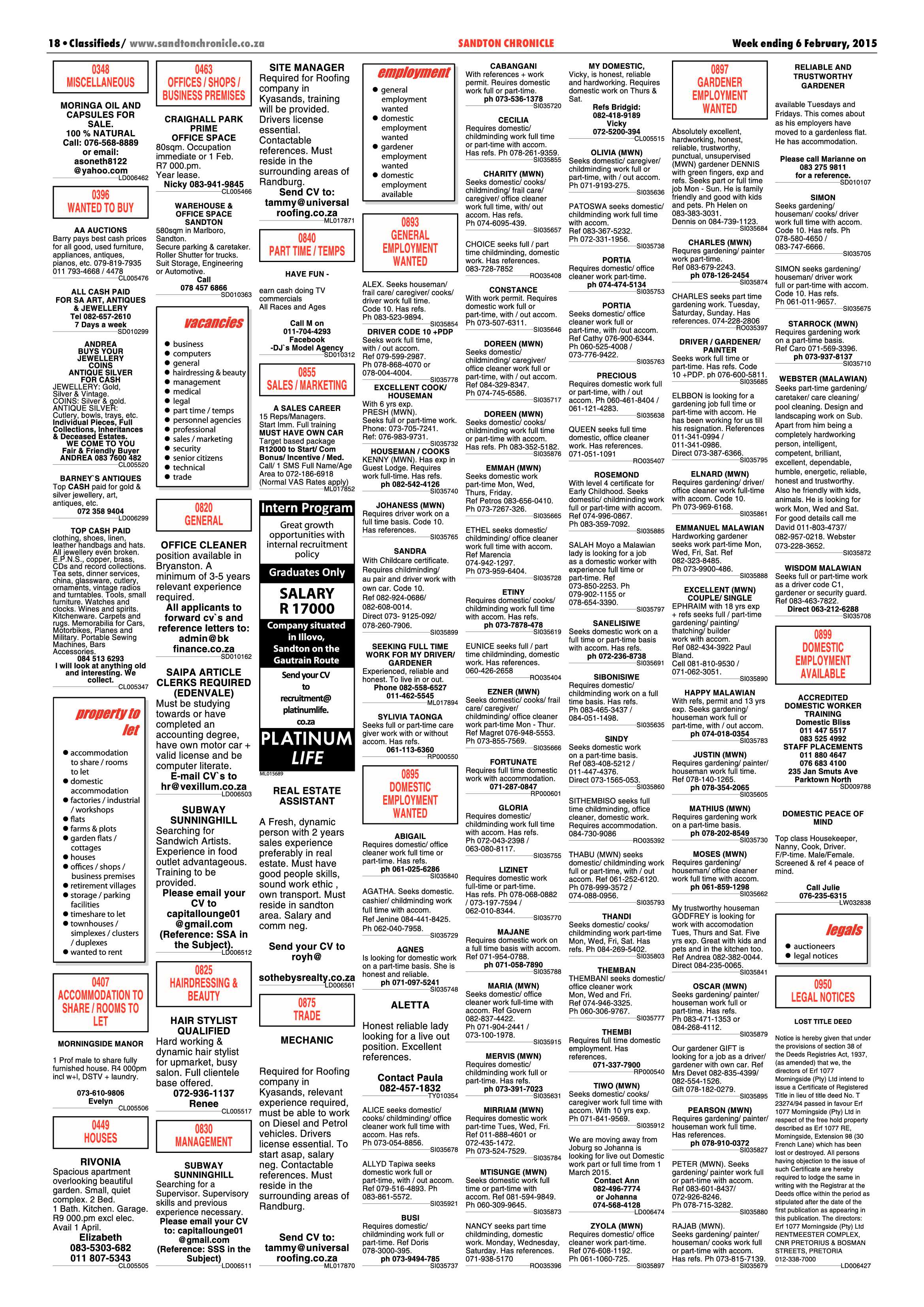 Sandton Chronicle 06 February 2015 page 26