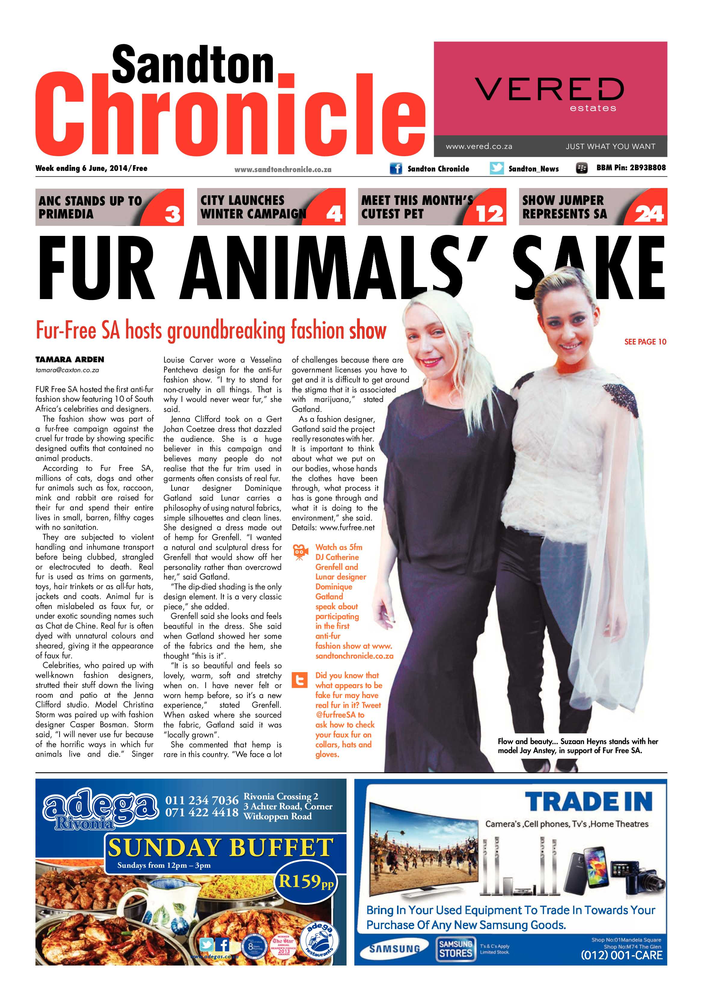 Sandton Chronicle 06 June 2014 page 1