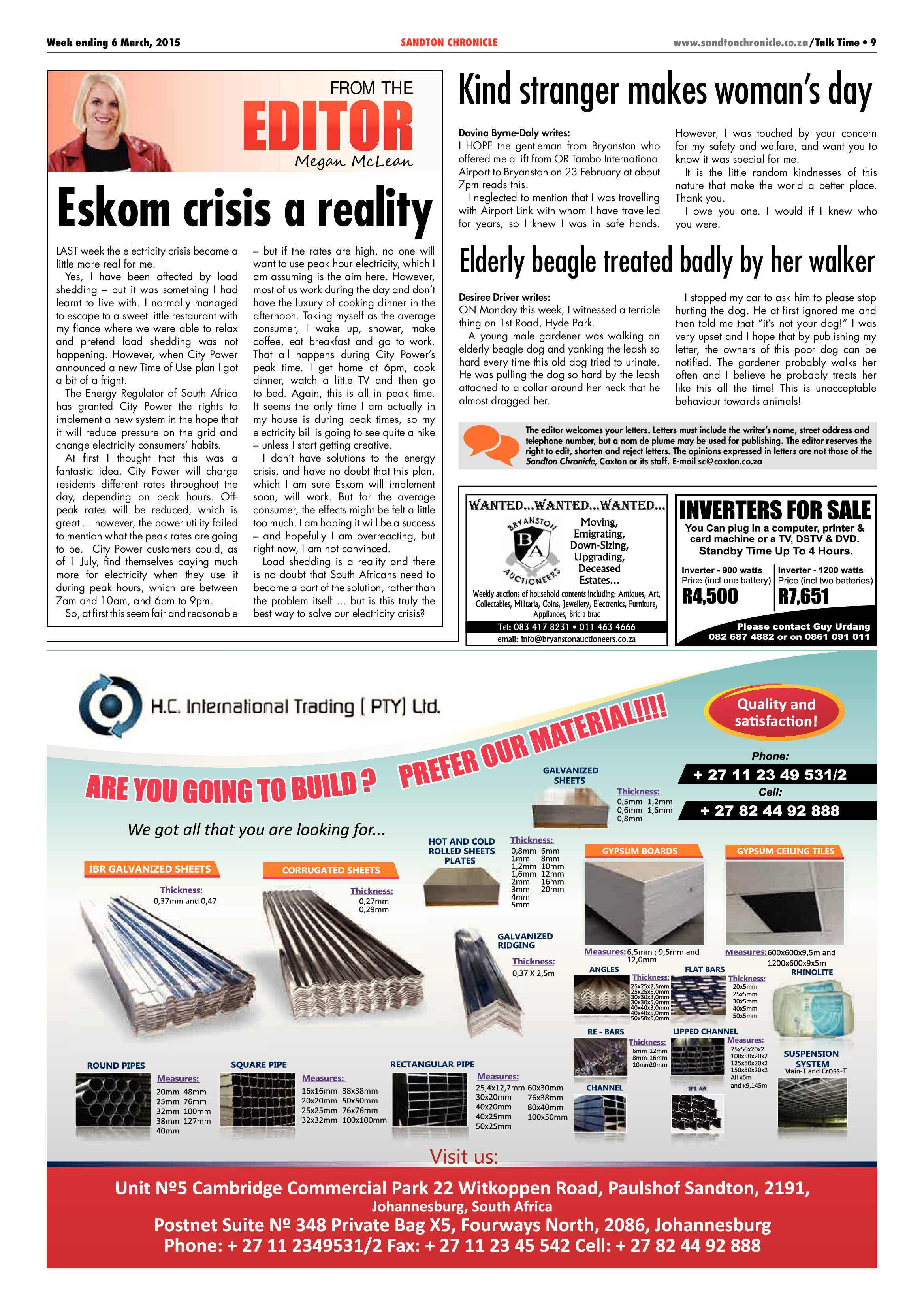 Sandton Chronicle 06 March 2015 page 9