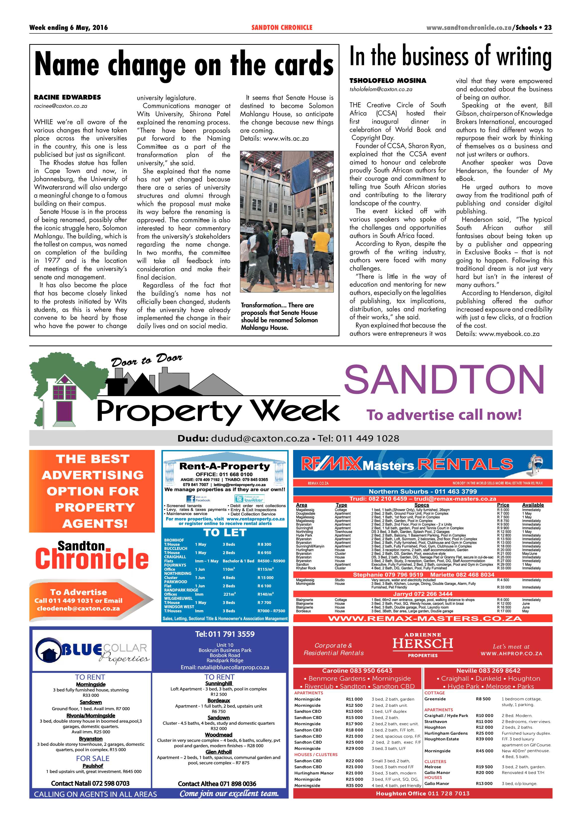 Sandton Chronicle 06 May 2016 page 23