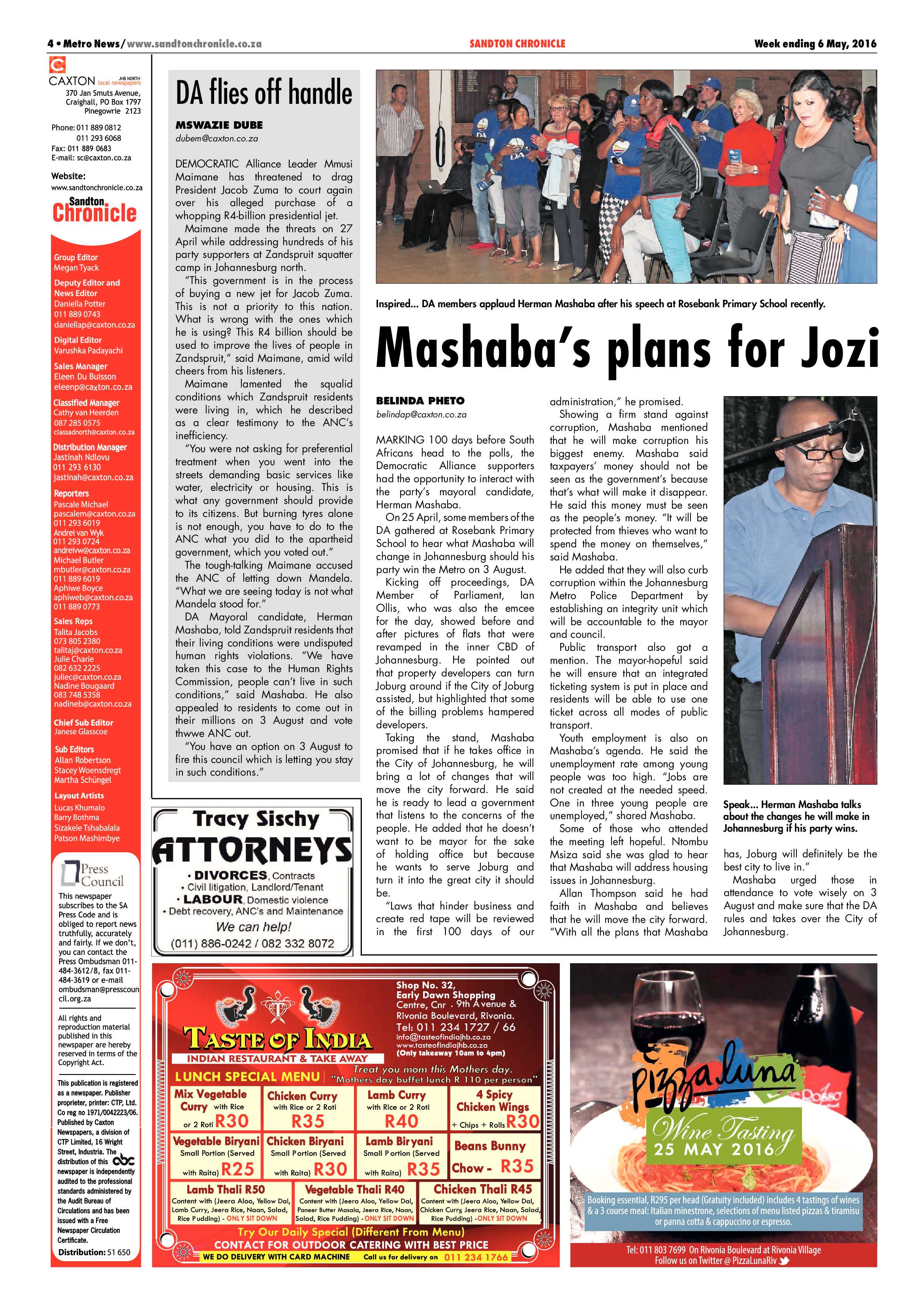 Sandton Chronicle 06 May 2016 page 4