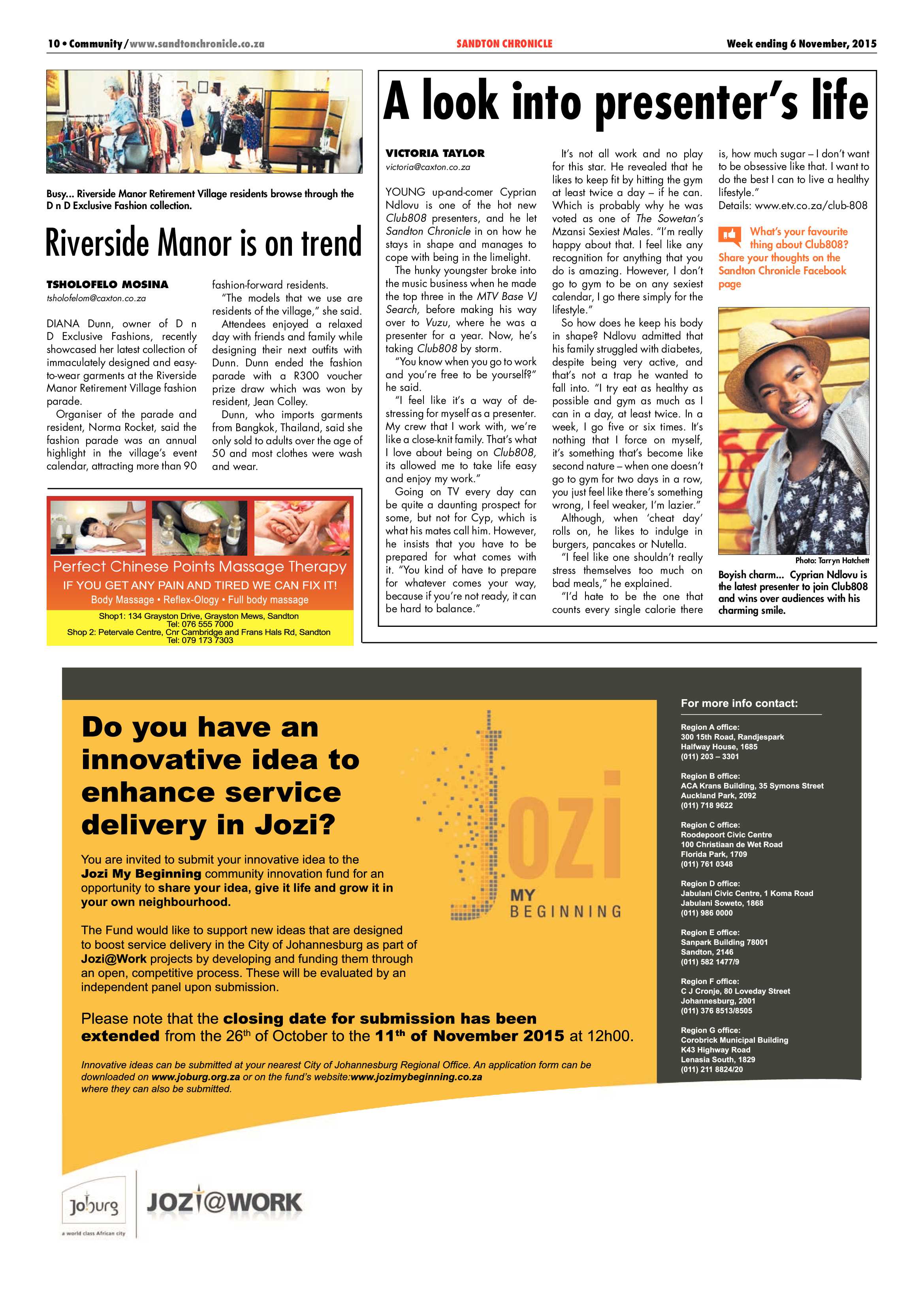 Sandton Chronicle 06 November 2015 page 10