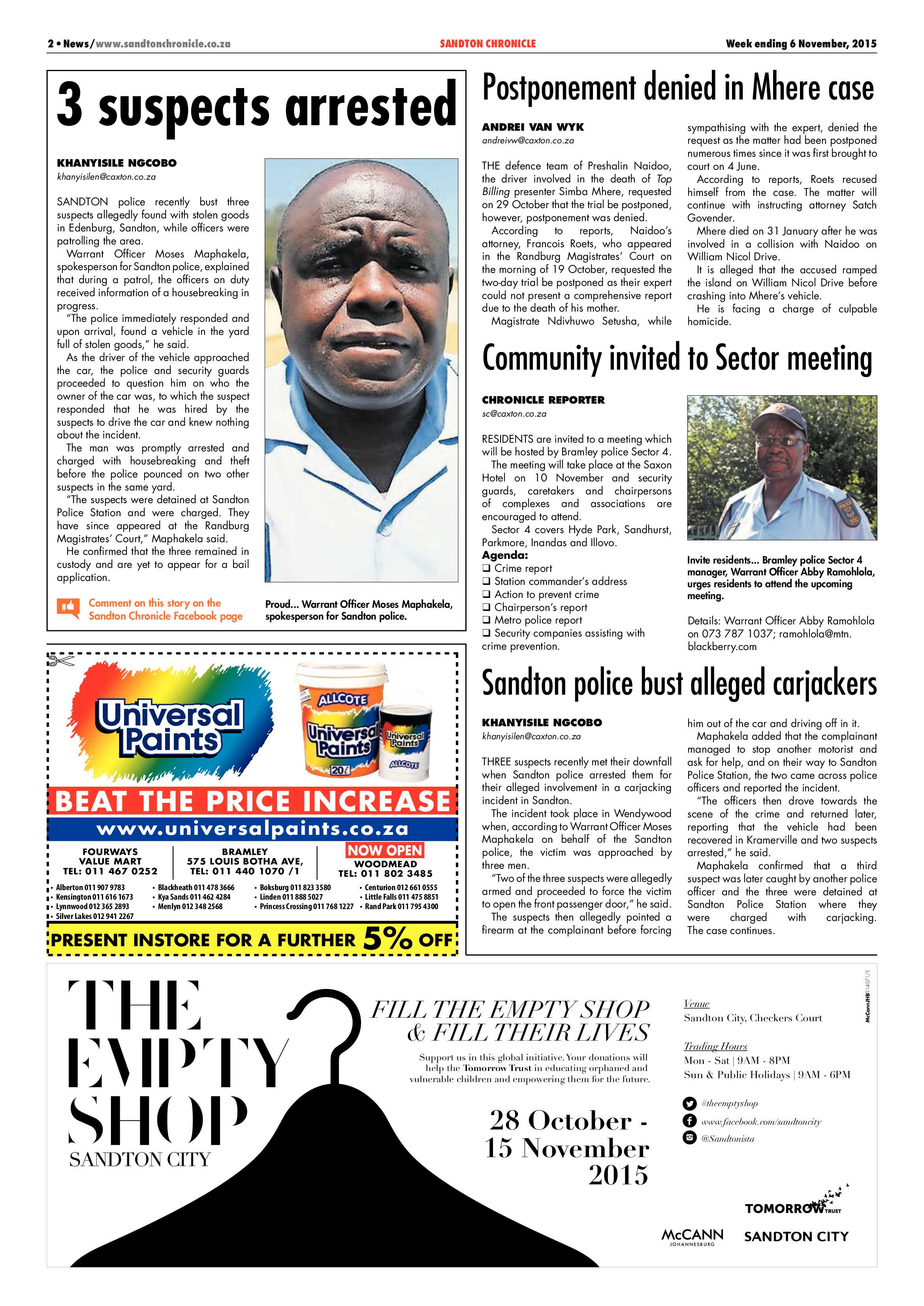 Sandton Chronicle 06 November 2015 page 2