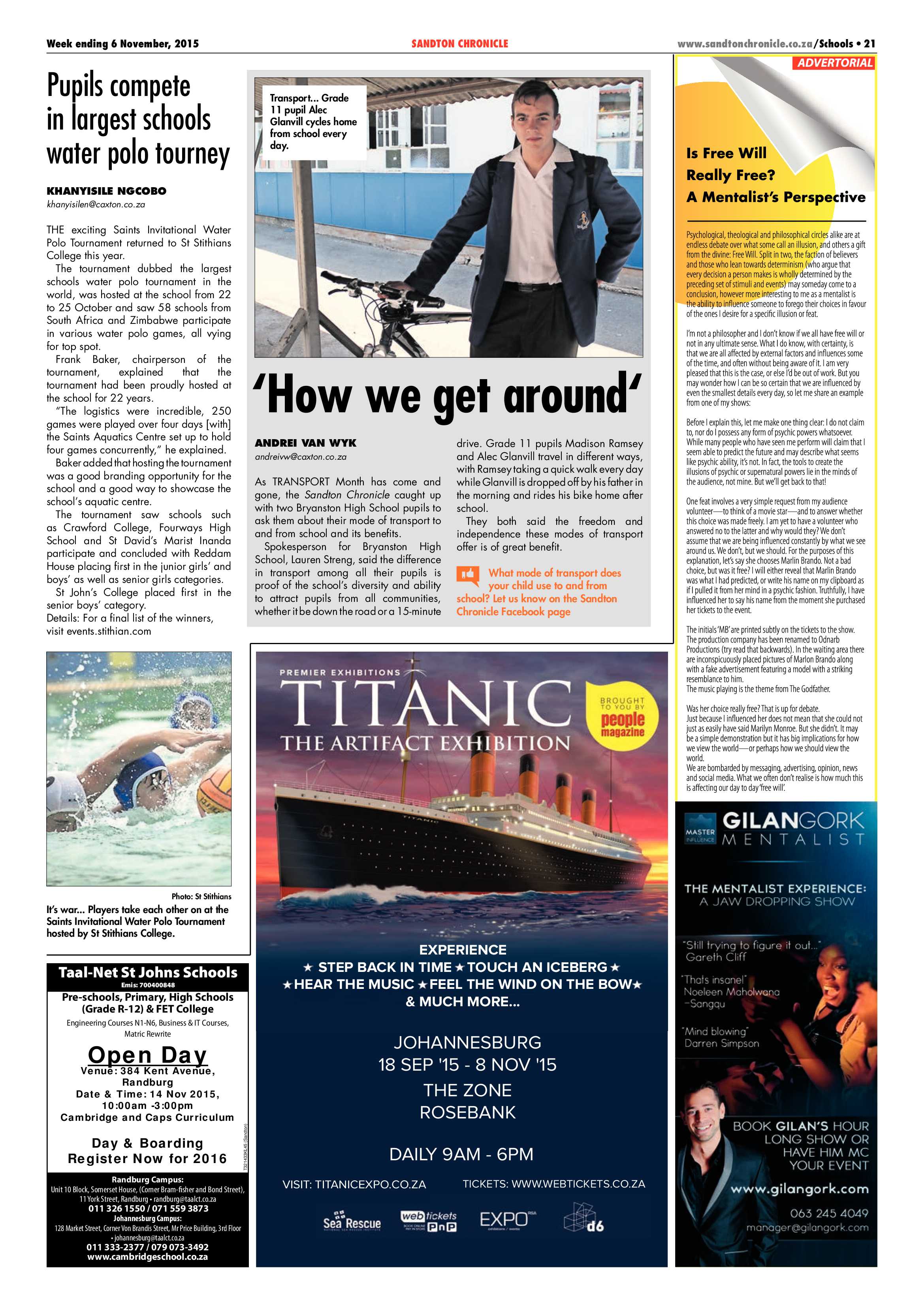 Sandton Chronicle 06 November 2015 page 21