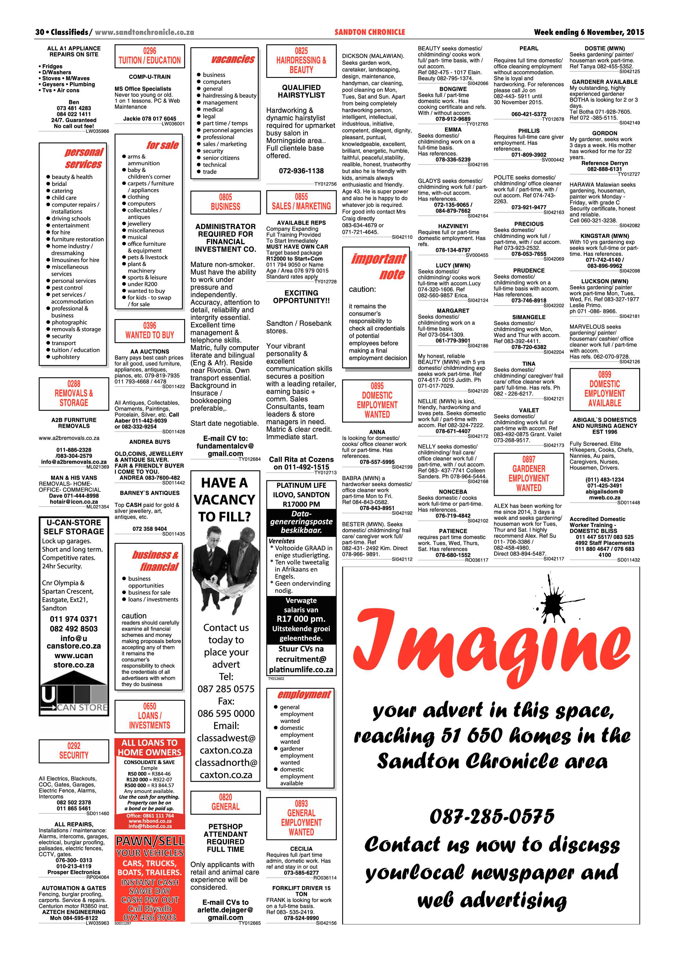 Sandton Chronicle 06 November 2015 page 30