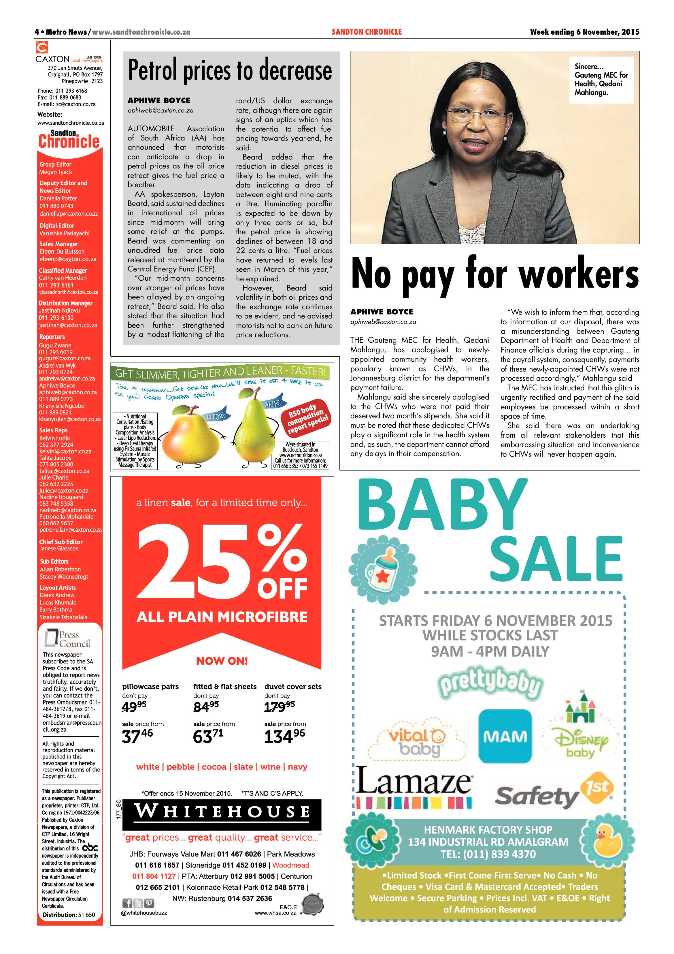 Sandton Chronicle 06 November 2015 page 4