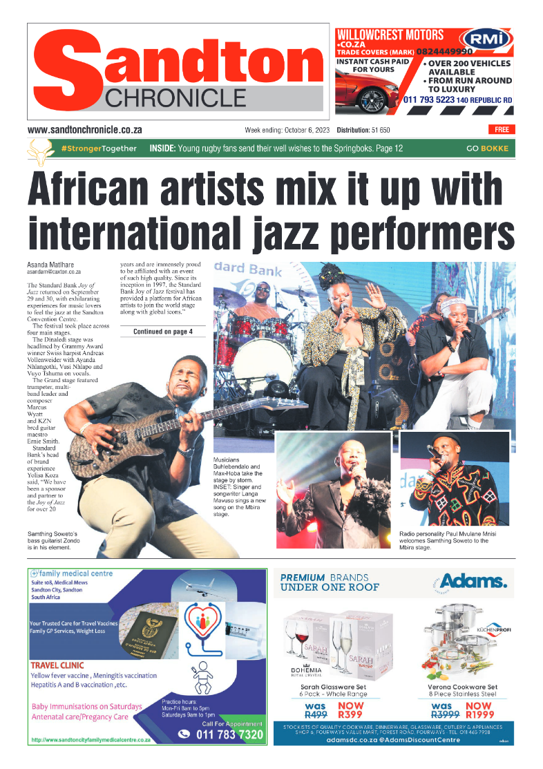 Sandton Chronicle 06 October 2023 page 1