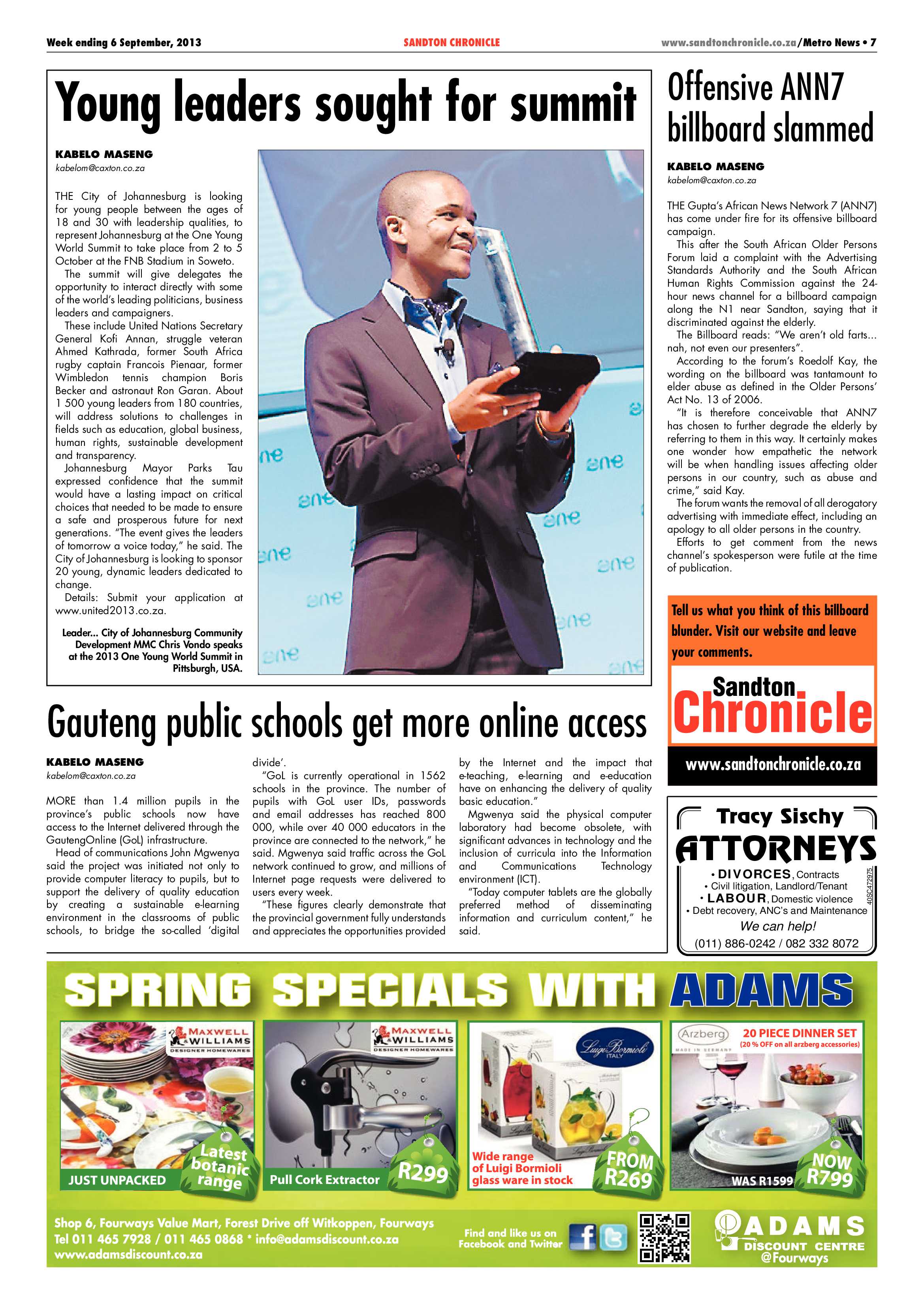 Sandton Chronicle 06 September 2013 page 7