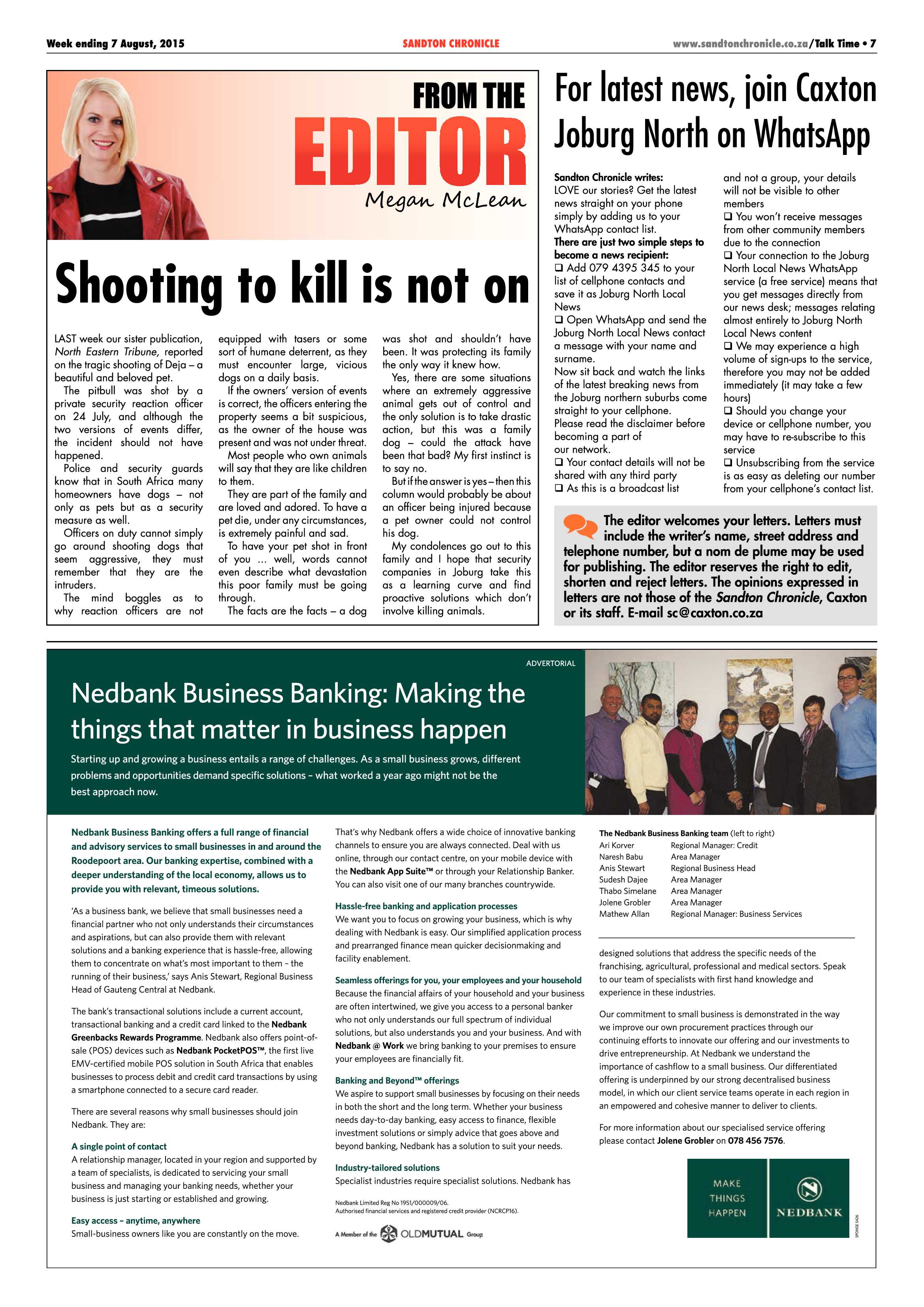 Sandton Chronicle 07 August 2015 page 7