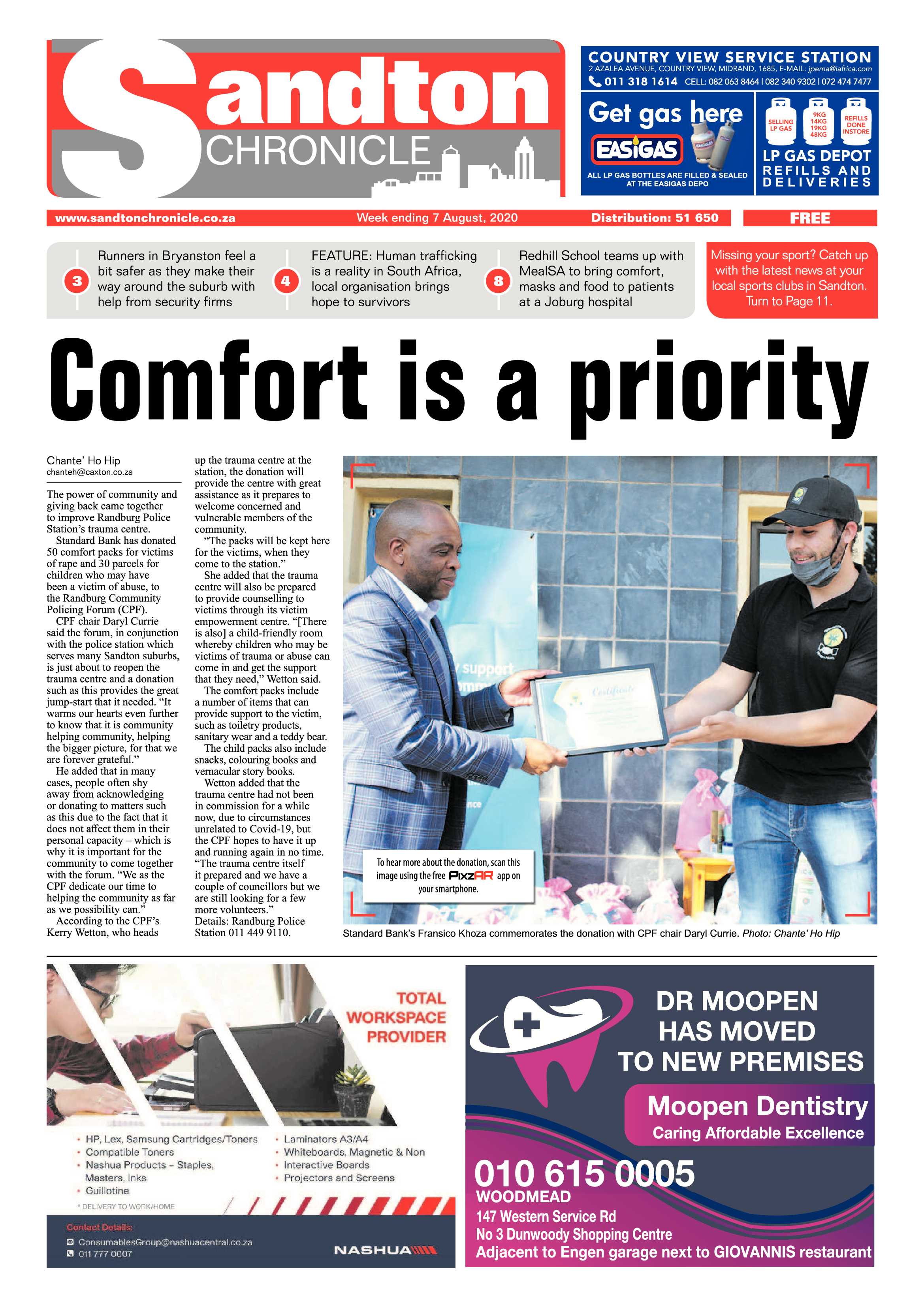 Sandton Chronicle 07 August 2020 page 1