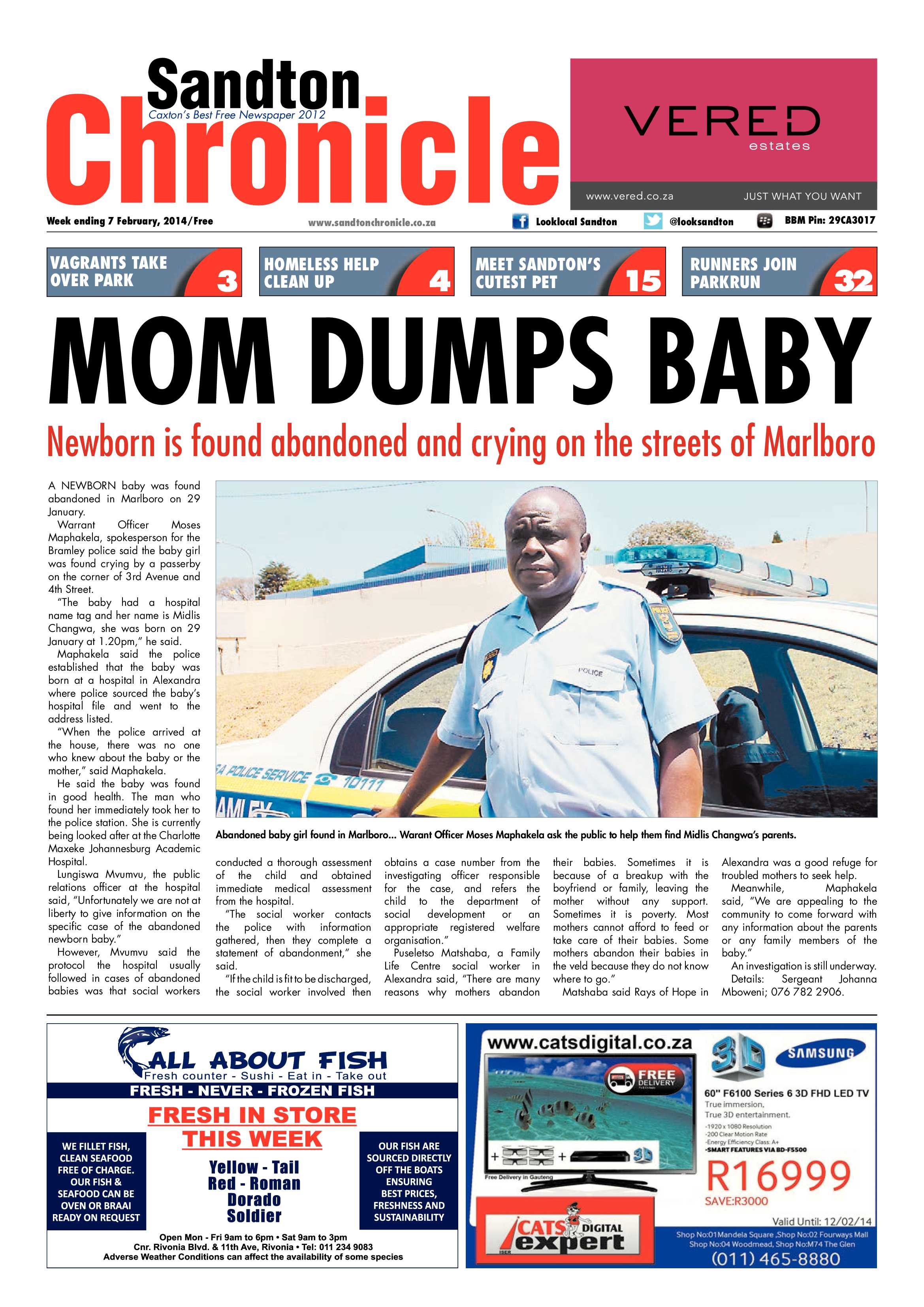 Sandton Chronicle 07 February 2014 page 1