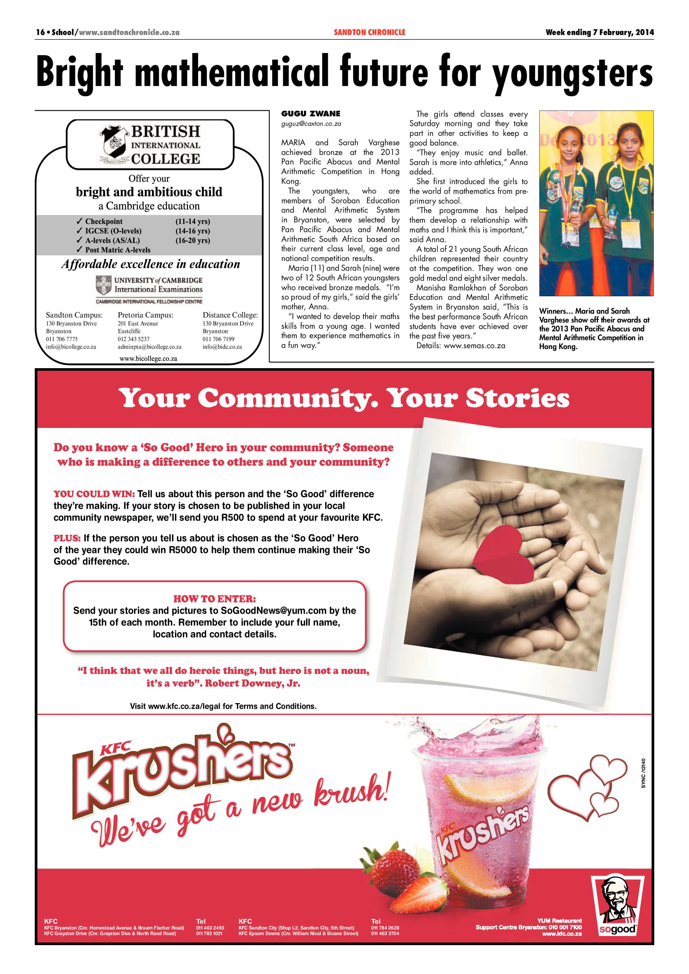 Sandton Chronicle 07 February 2014 page 16