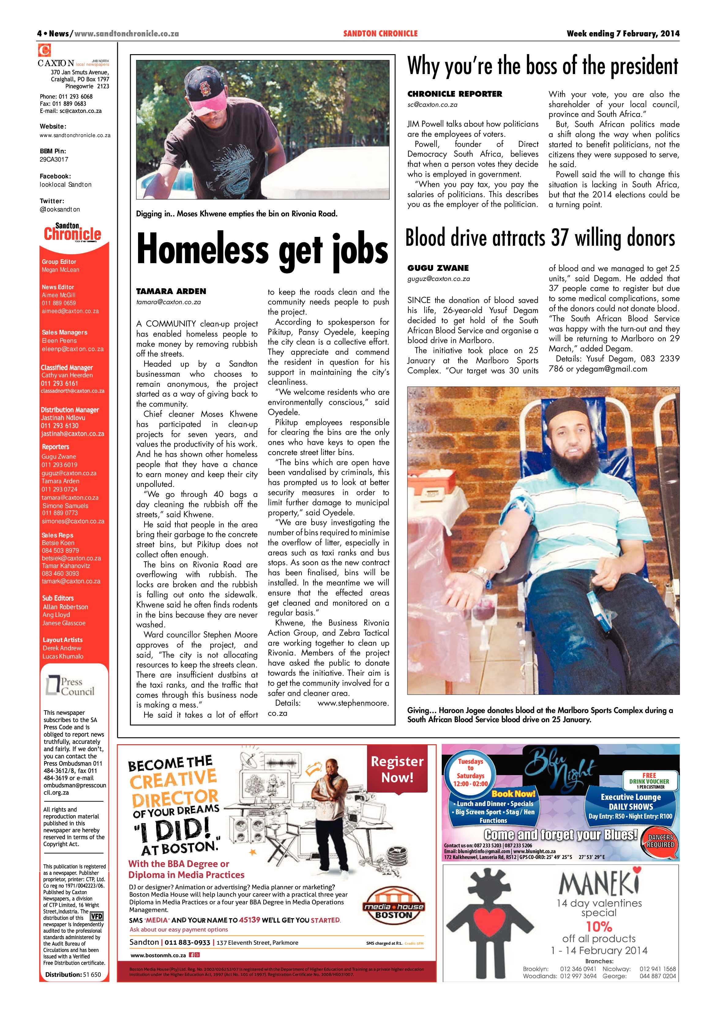 Sandton Chronicle 07 February 2014 page 4