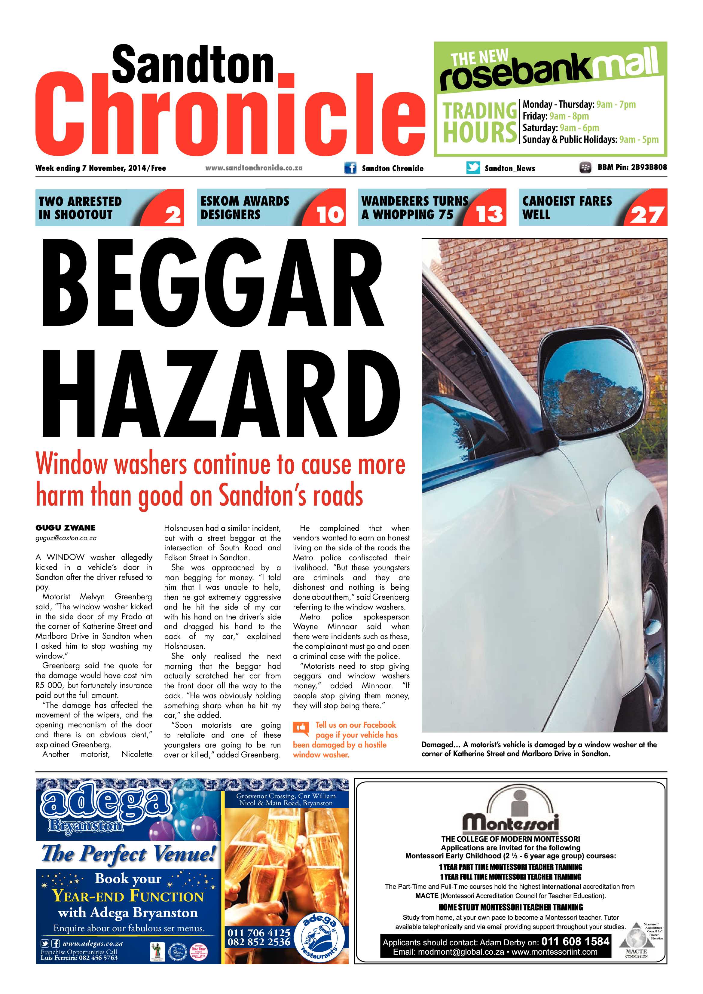 Sandton Chronicle 07 November 2014 page 1