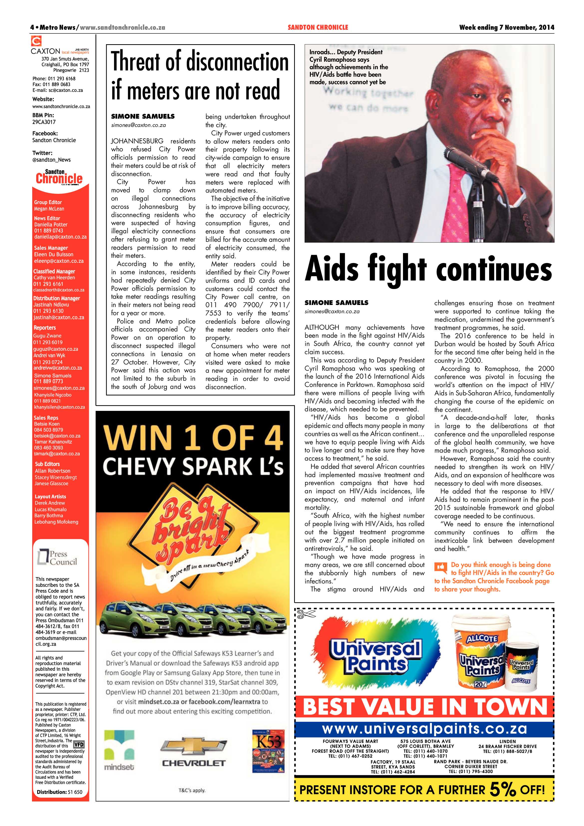 Sandton Chronicle 07 November 2014 page 4