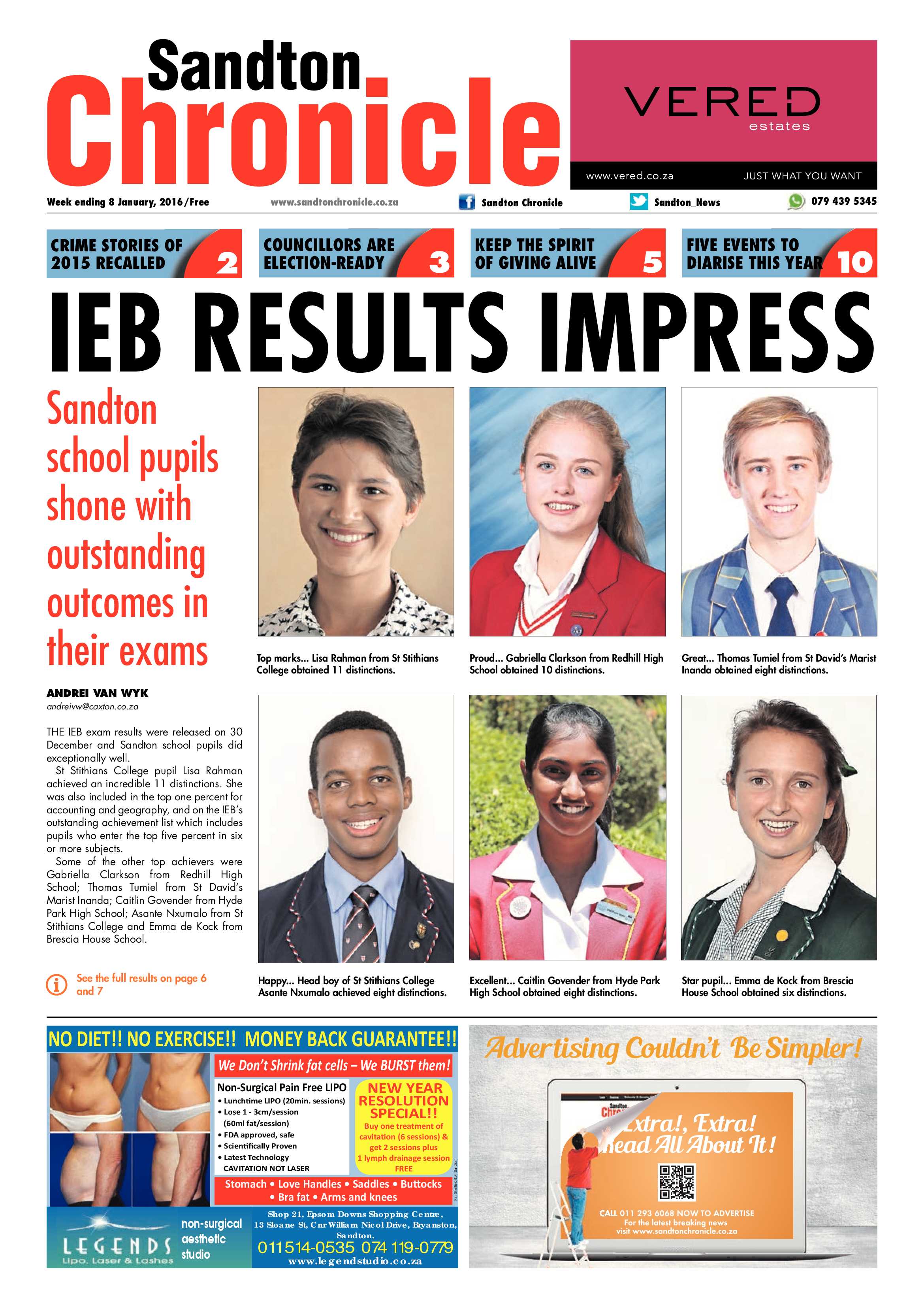 Sandton Chronicle 08 January 2015 page 1
