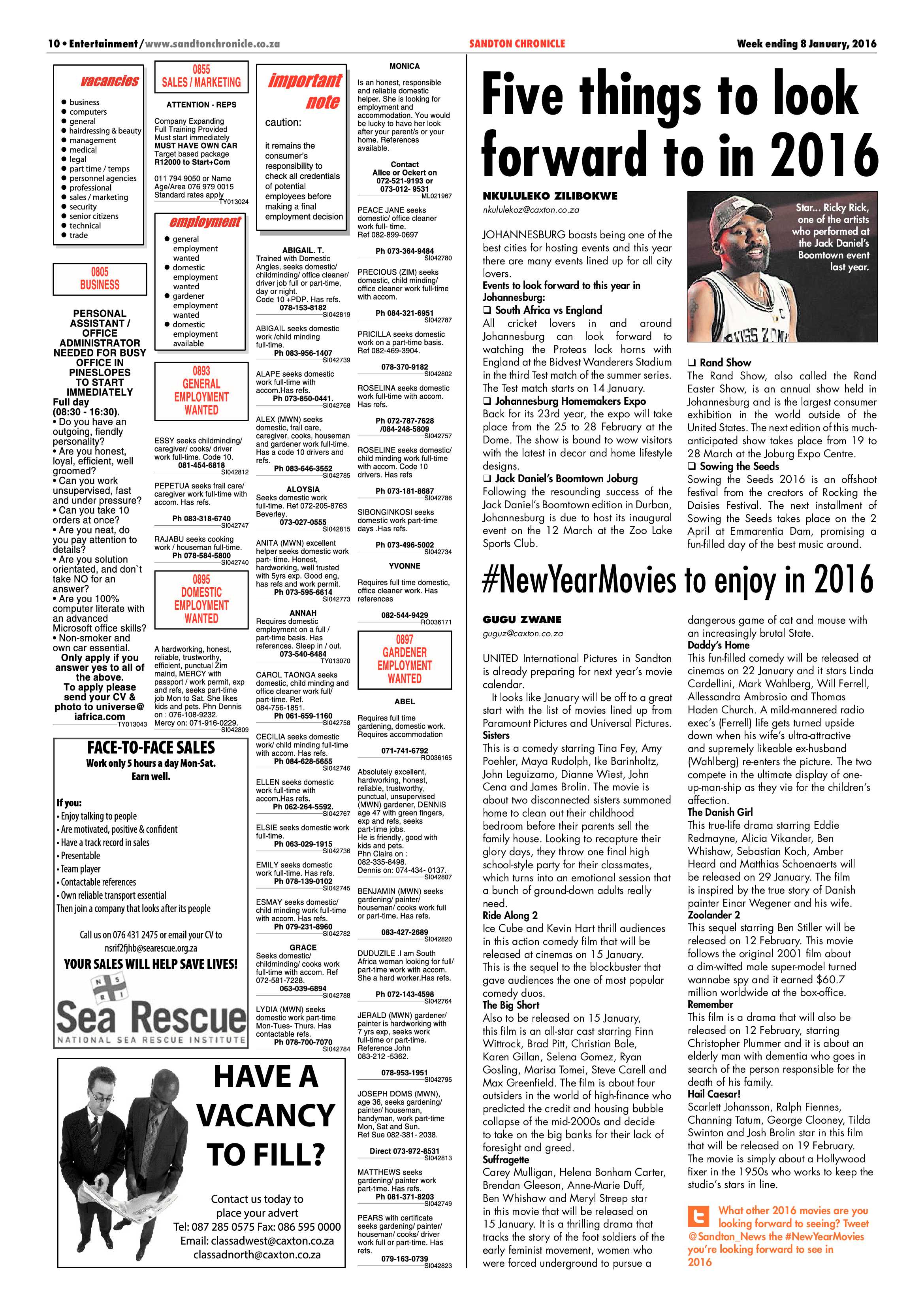 Sandton Chronicle 08 January 2015 page 10