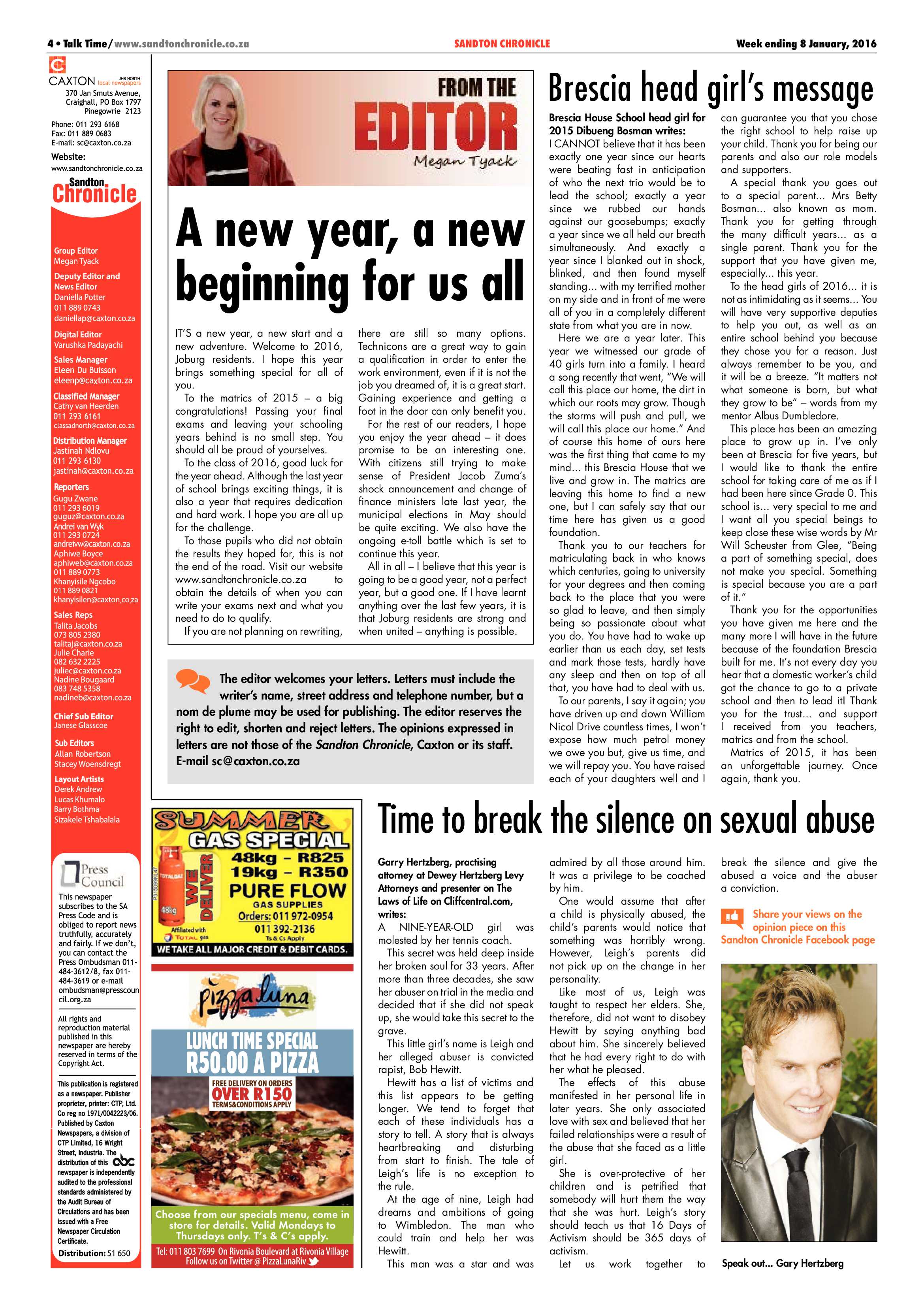 Sandton Chronicle 08 January 2015 page 4