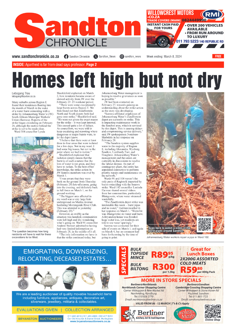 Sandton Chronicle 08 March 2024 page 1
