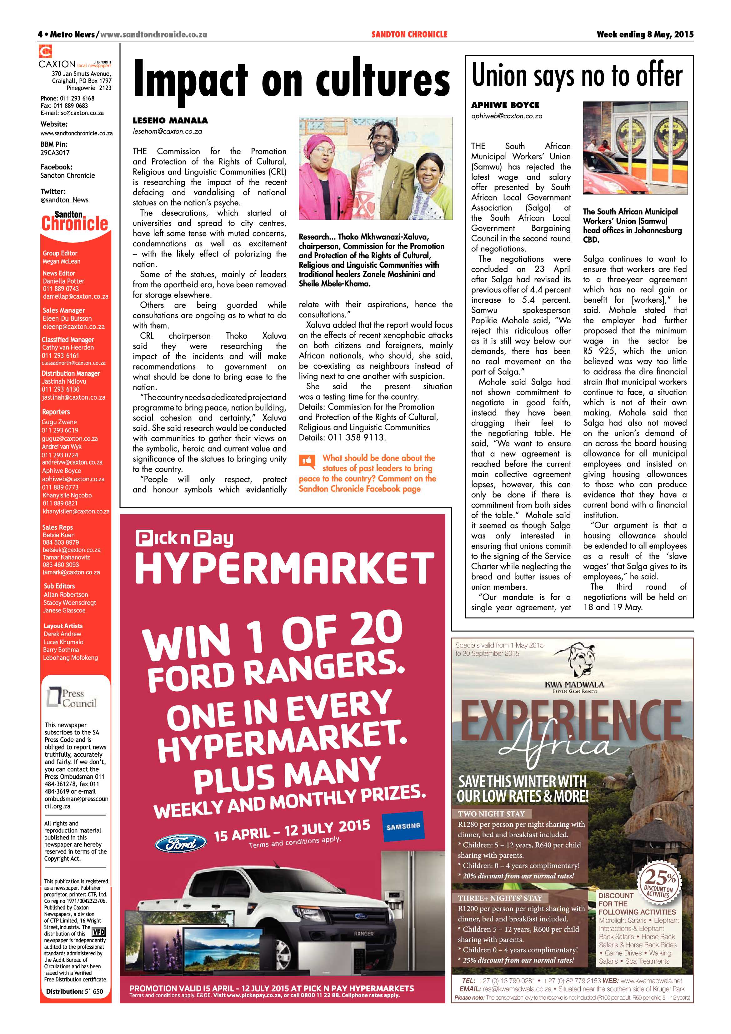 Sandton Chronicle 08 May 2015 page 4