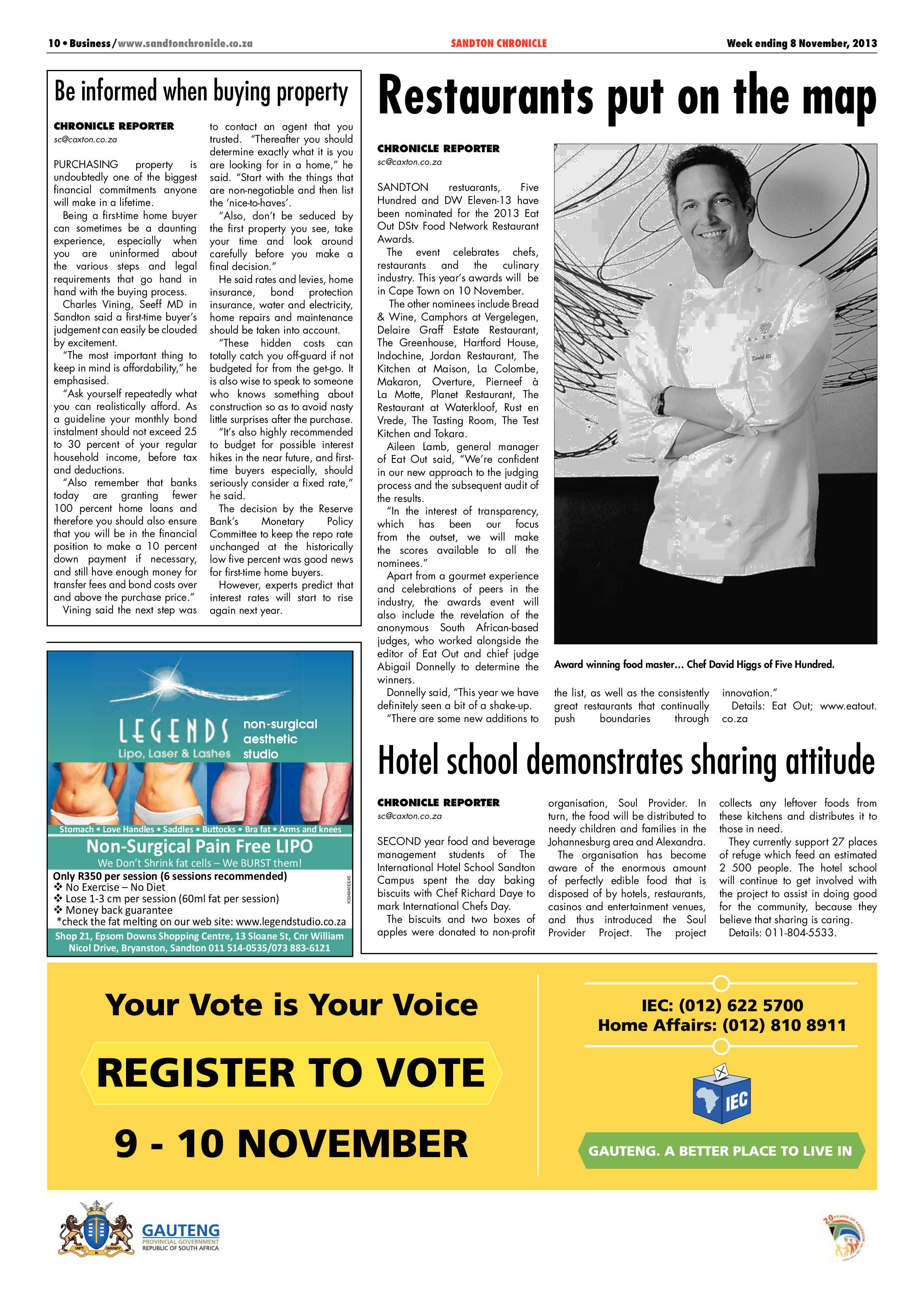 Sandton Chronicle 08 November 2013 page 10