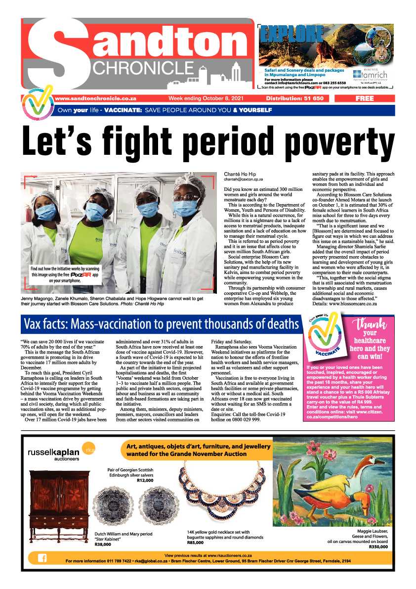 Sandton Chronicle 08 October 2021 page 1