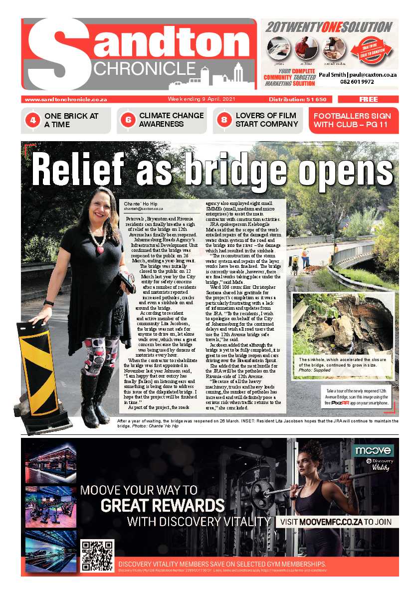 Sandton Chronicle 09 April 2021 page 1