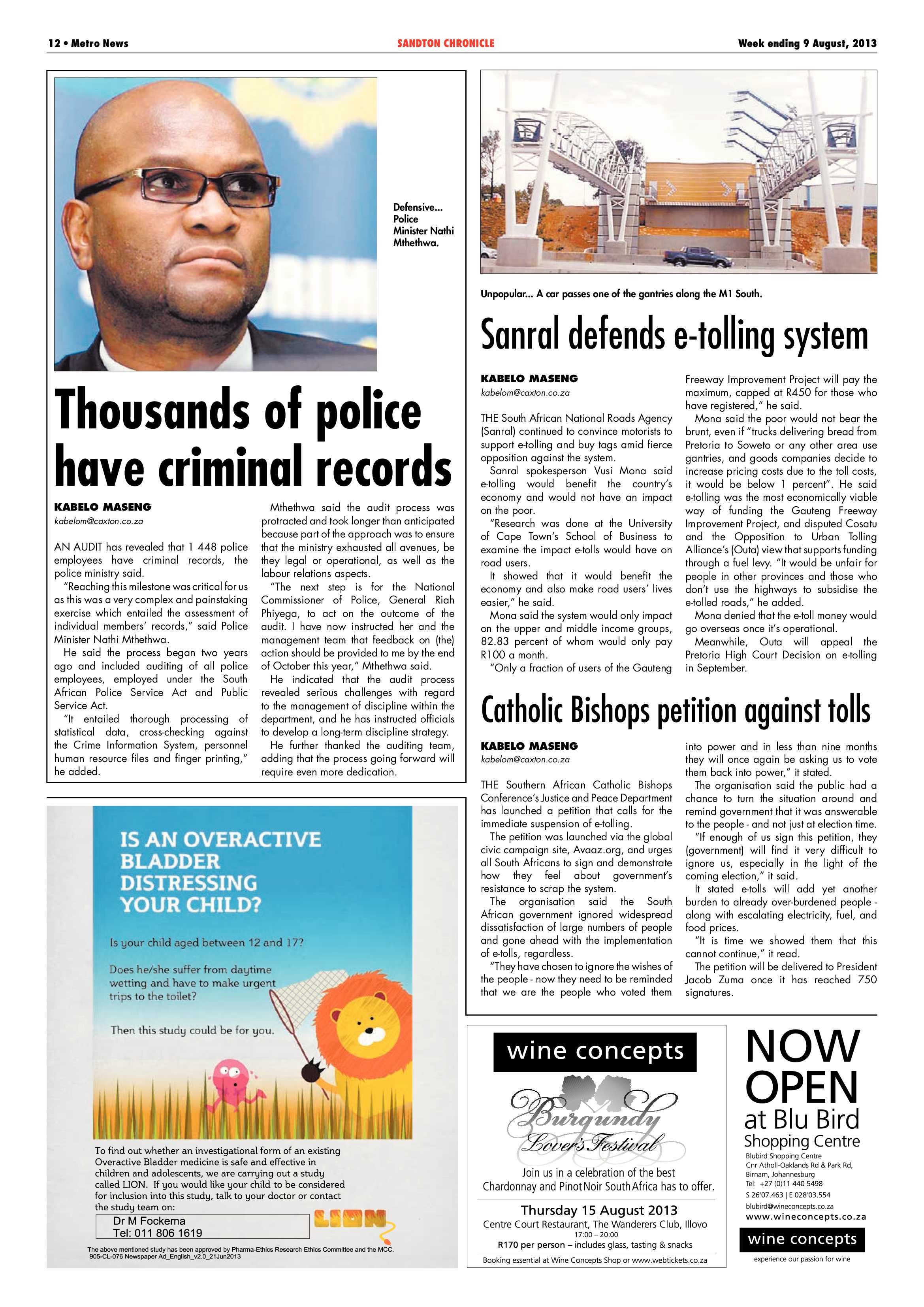 Sandton Chronicle 09 August 2013 page 12