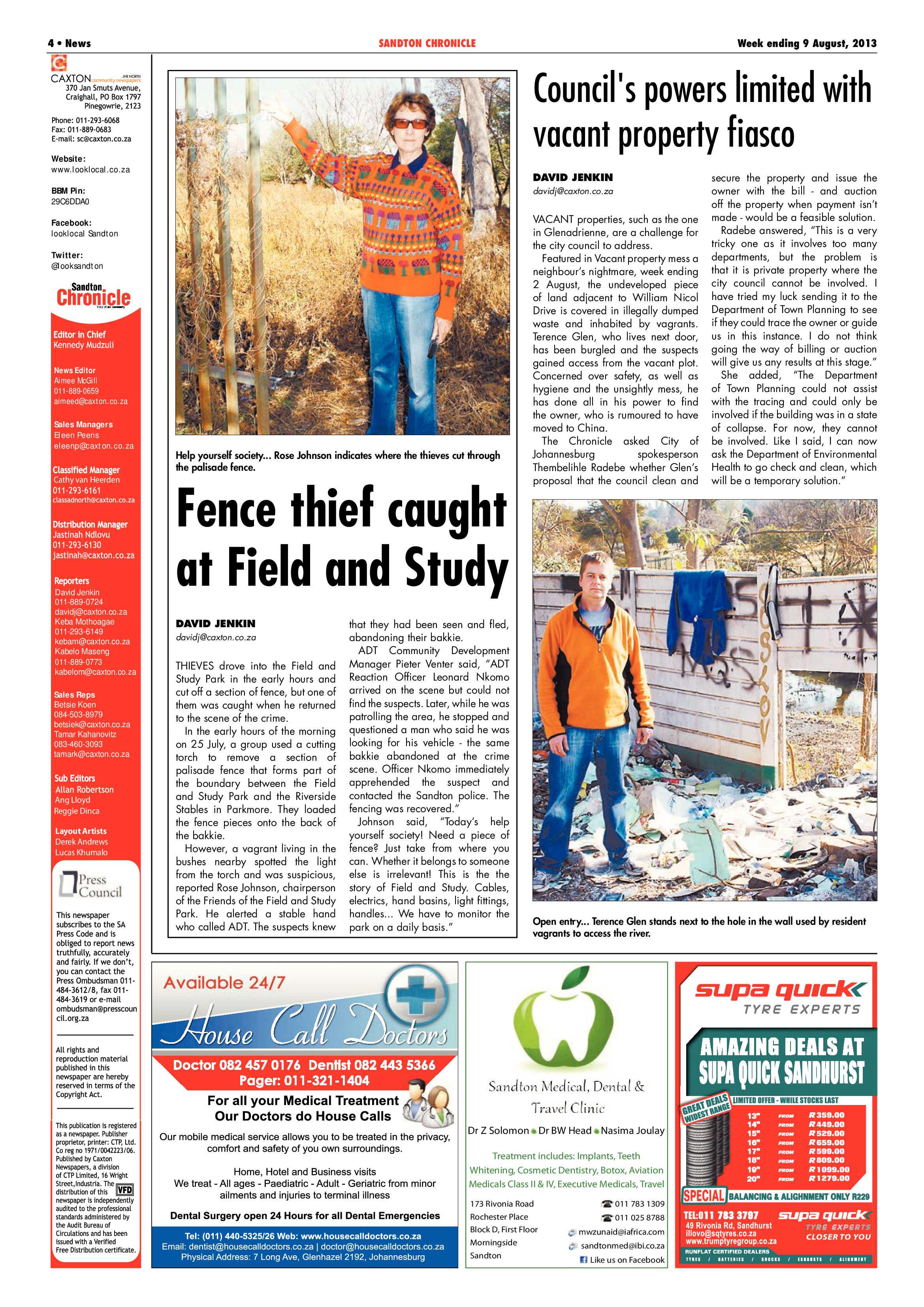 Sandton Chronicle 09 August 2013 page 4