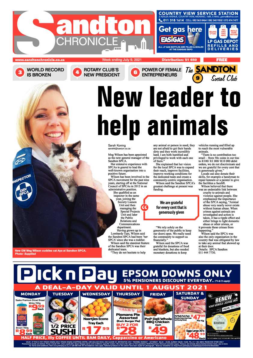 Sandton Chronicle 09 July 2021 page 1