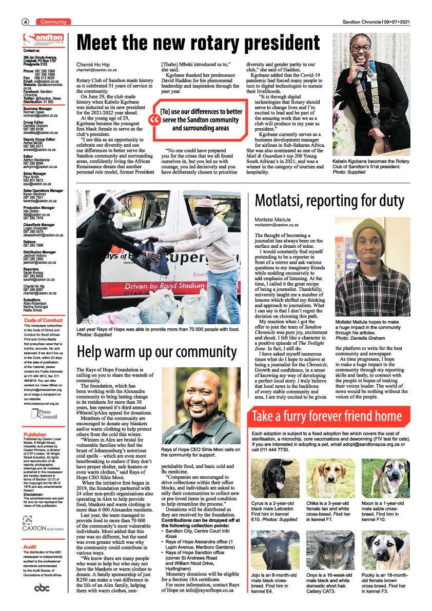 Sandton Chronicle 09 July 2021 page 4