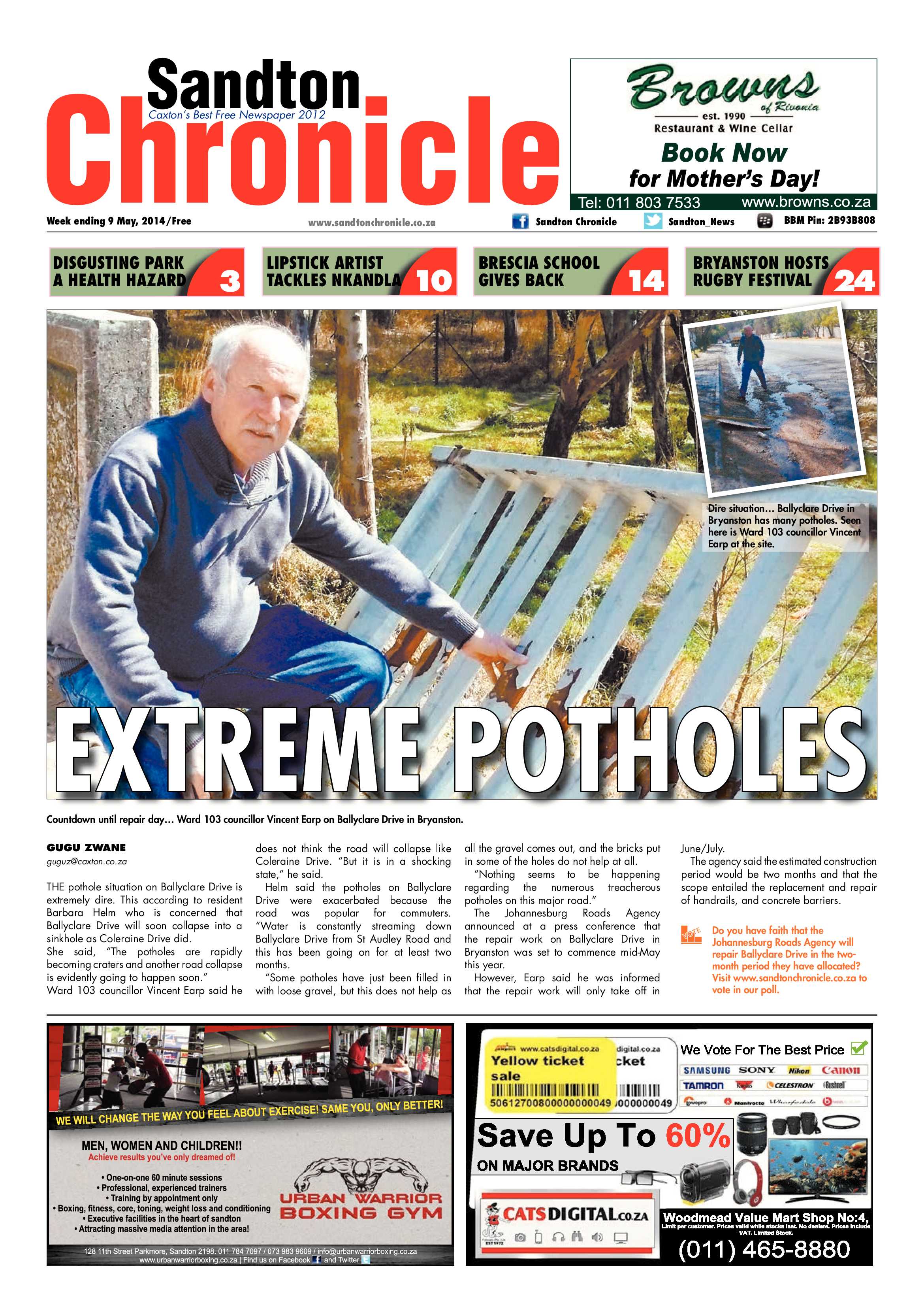 Sandton Chronicle 09 May 2014 page 1